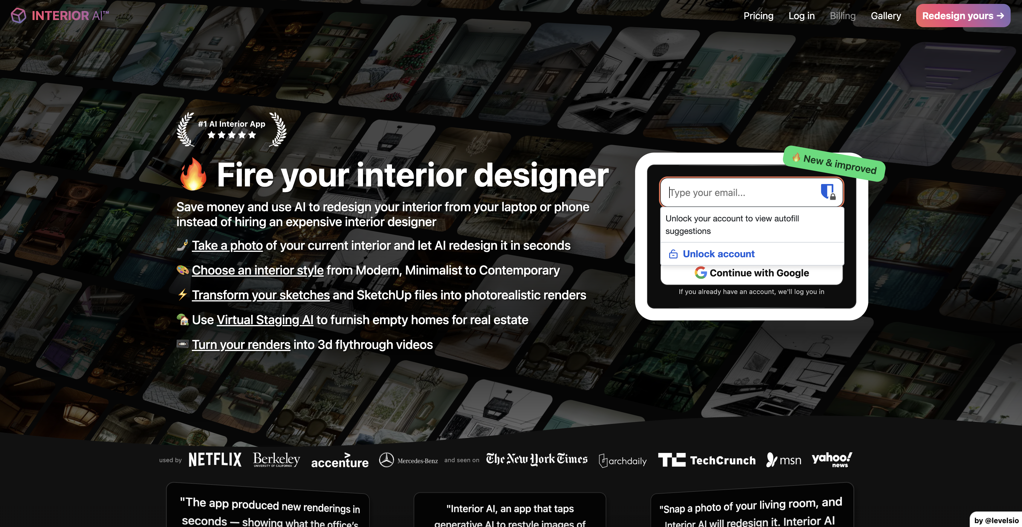 Interior AI - Screenshot showing the interface and features of this AI tool