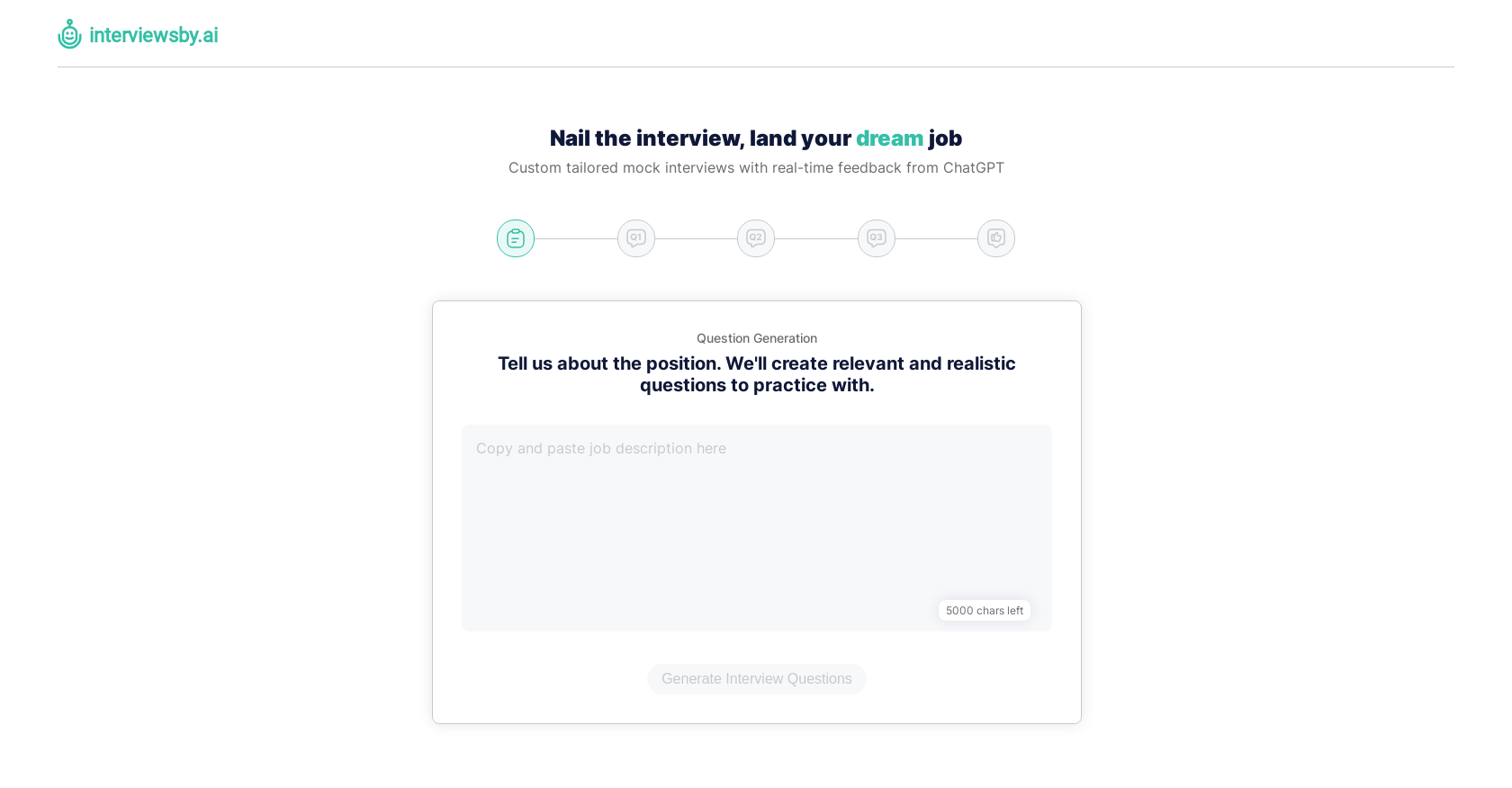 Interviewsby.ai - Screenshot showing the interface and features of this AI tool
