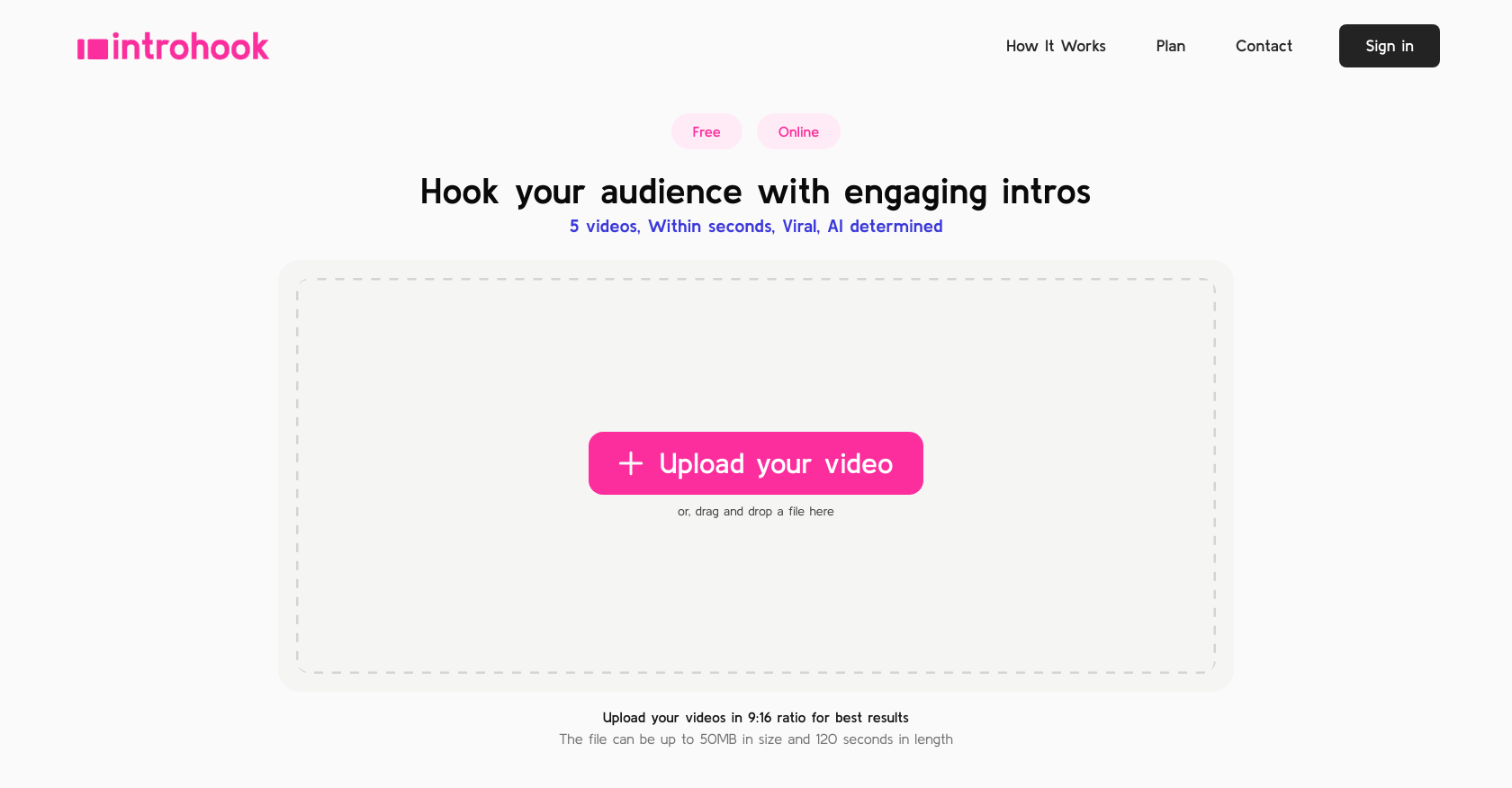 Introhook - Screenshot showing the interface and features of this AI tool