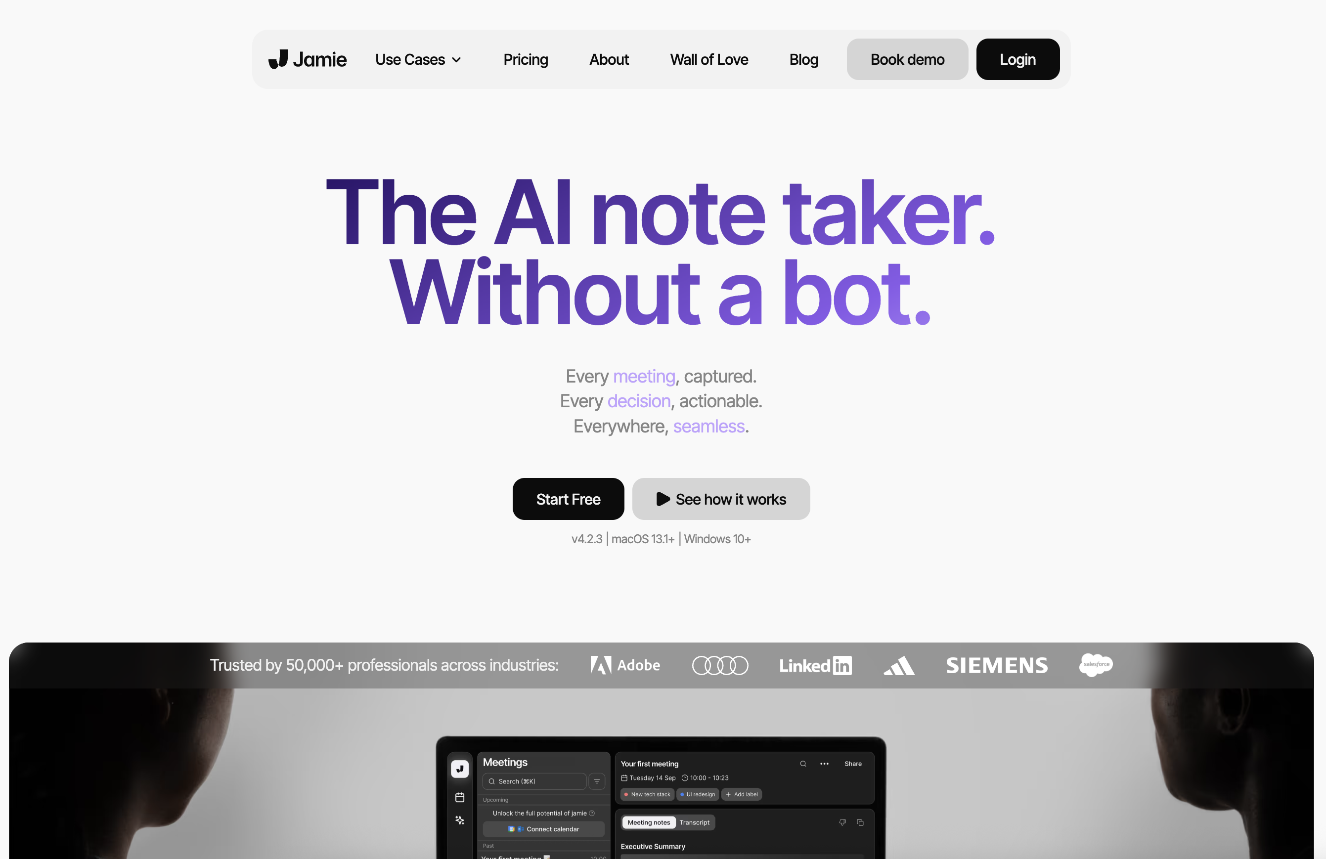 Jamie - Screenshot showing the interface and features of this AI tool