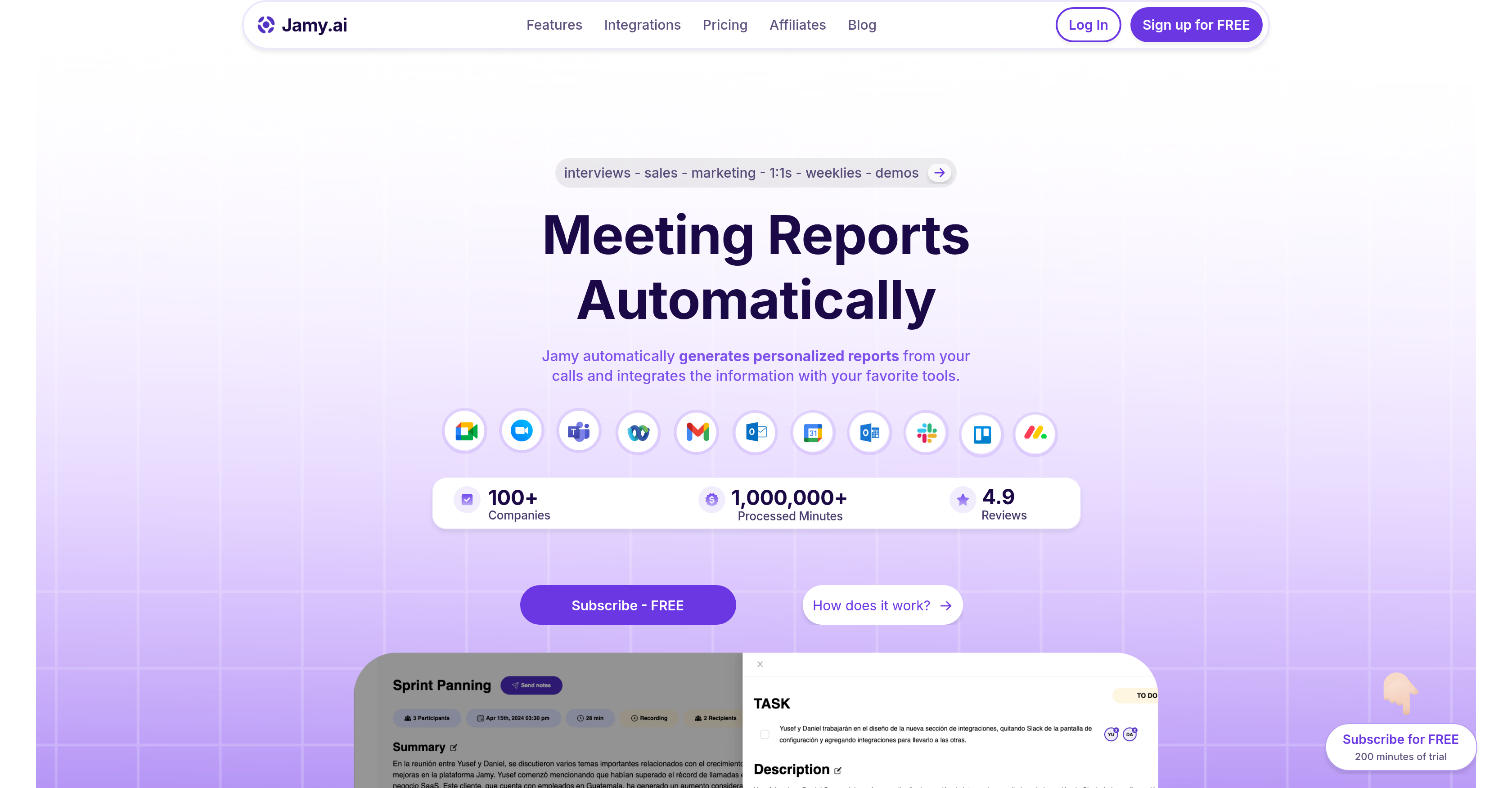 Jamy - Screenshot showing the interface and features of this AI tool