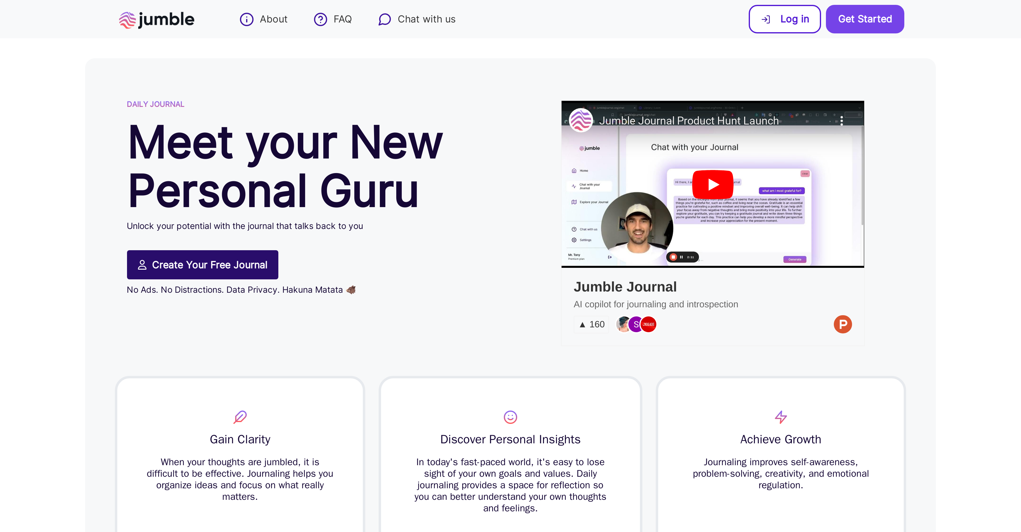 Jumble Journalv1.1.0 - Screenshot showing the interface and features of this AI tool