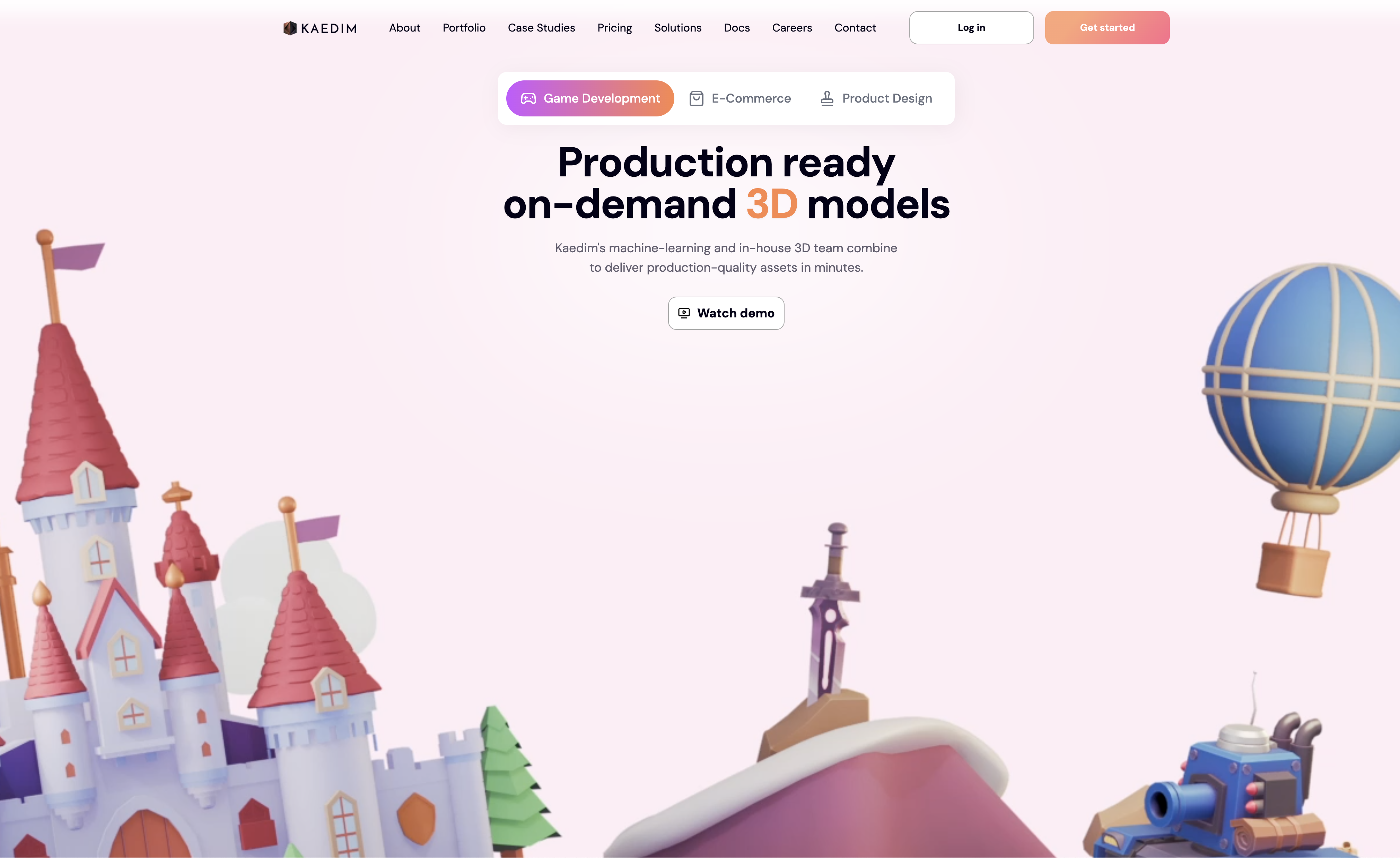 Kaedim - Screenshot showing the interface and features of this AI tool