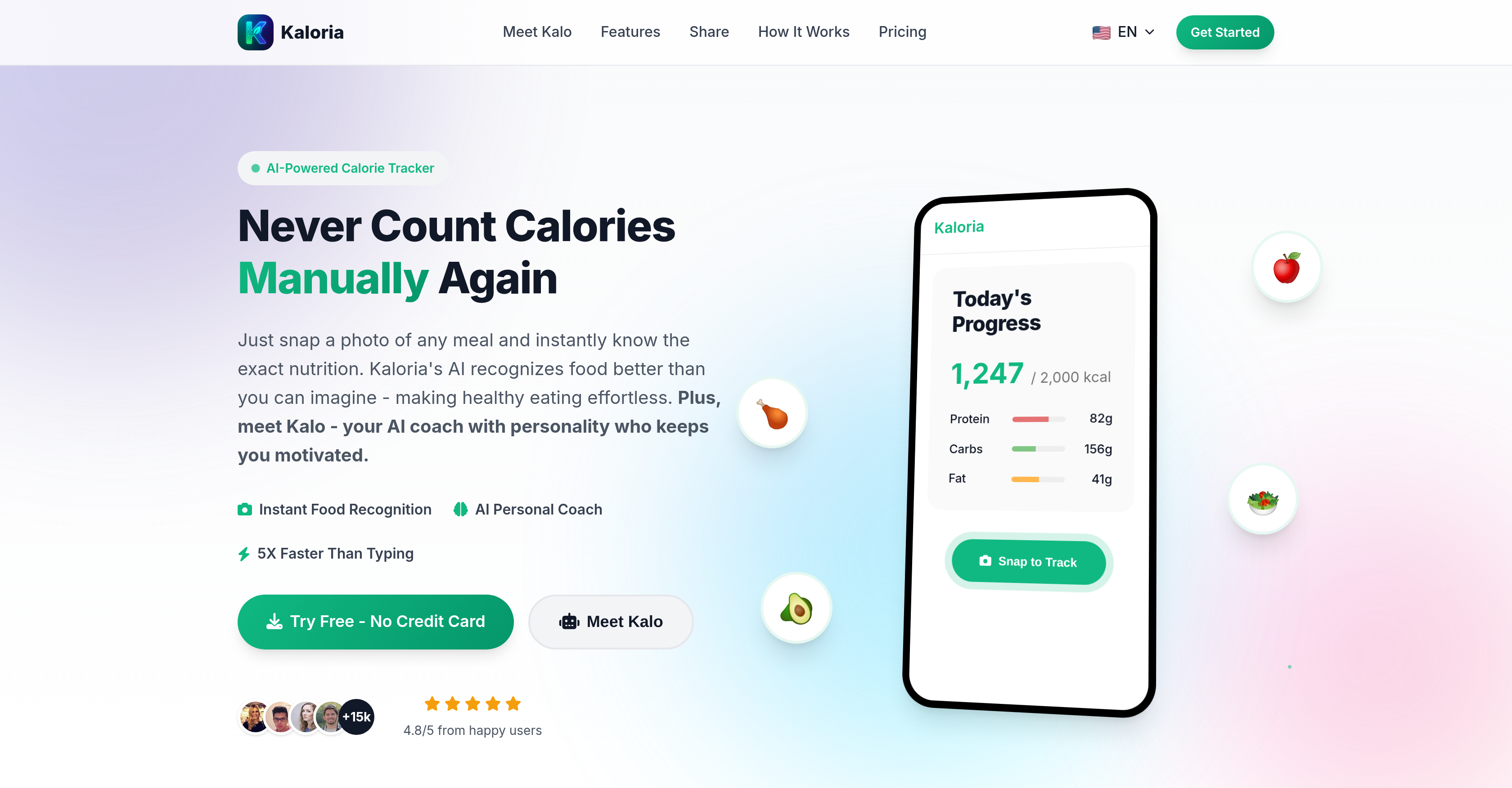 Kaloria - Calorie tracking - Screenshot showing the interface and features of this AI tool