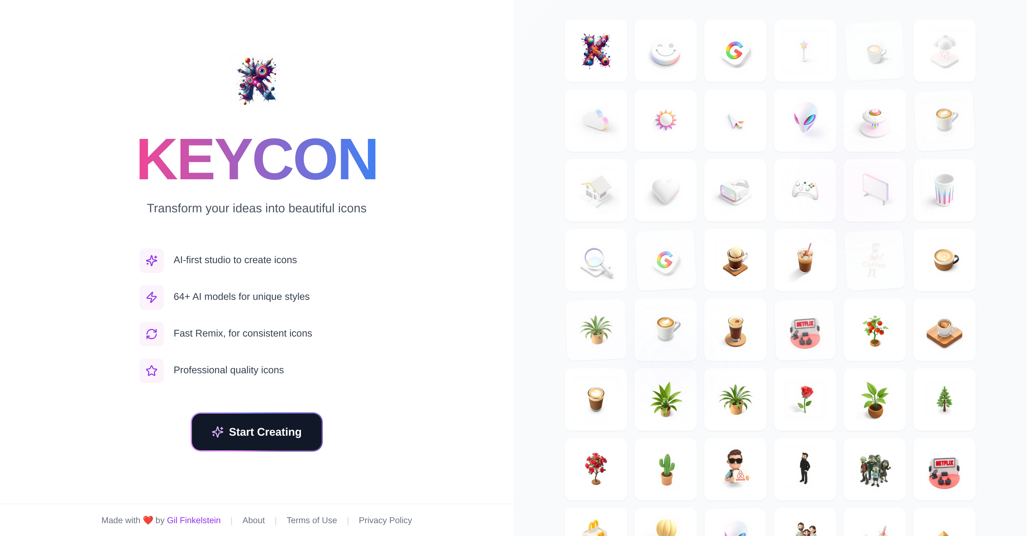 Keycon - Screenshot showing the interface and features of this AI tool