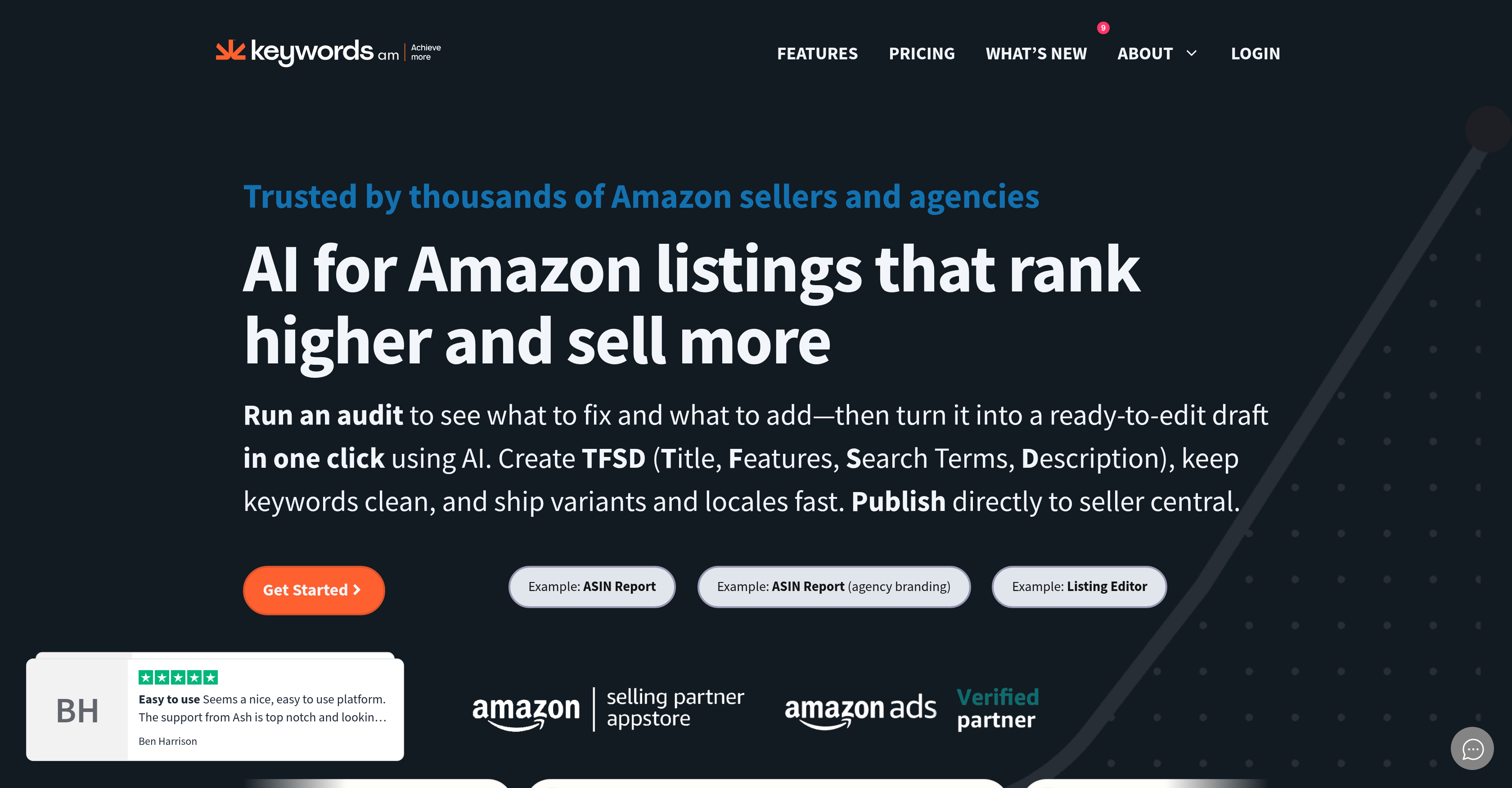 Keywords.am - Screenshot showing the interface and features of this AI tool