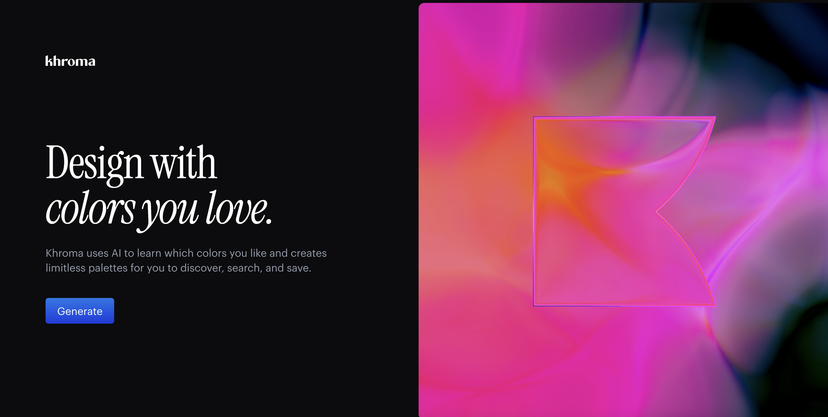 Khroma - Screenshot showing the interface and features of this AI tool