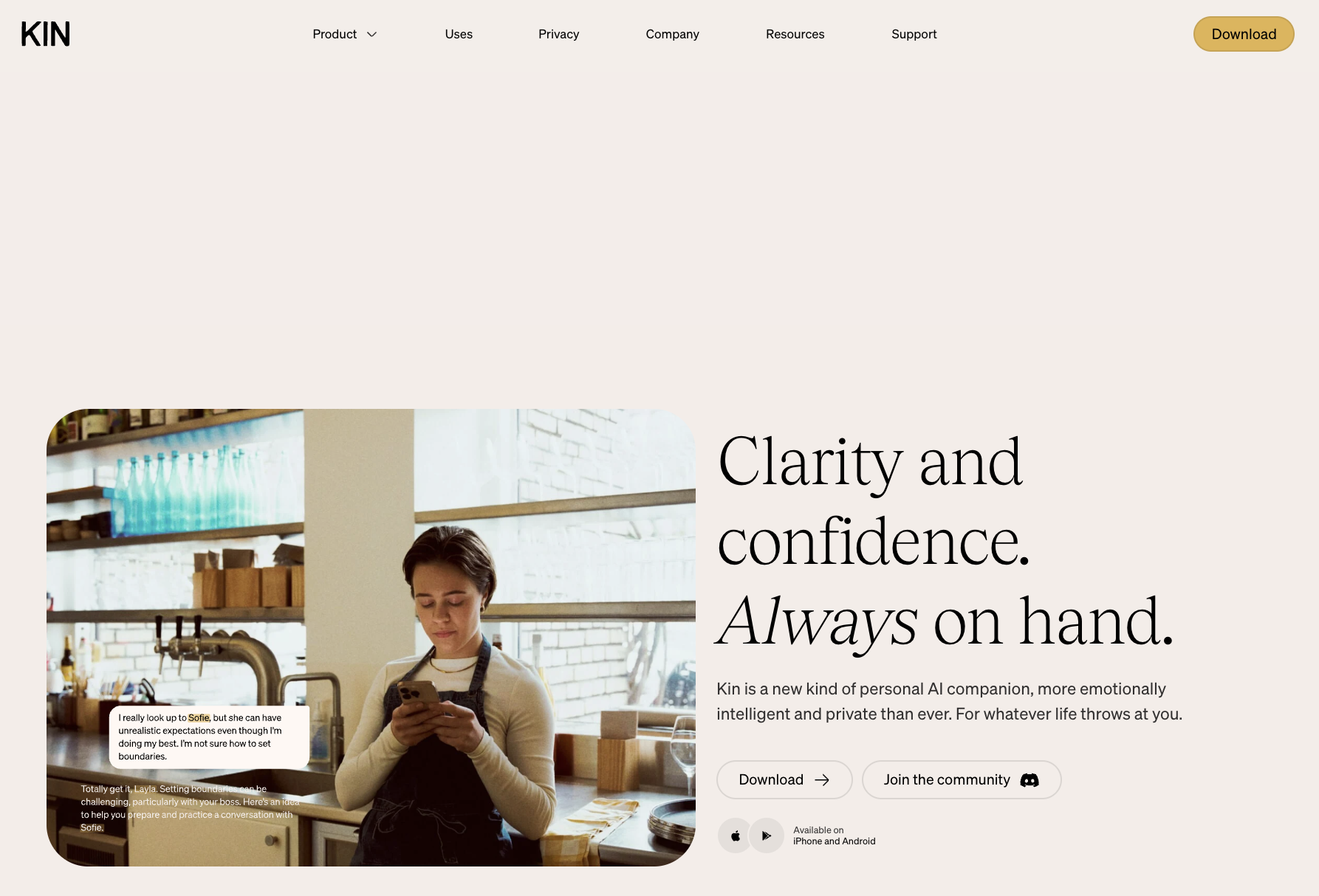 Kin - Personal AIv0.3.21 - Screenshot showing the interface and features of this AI tool