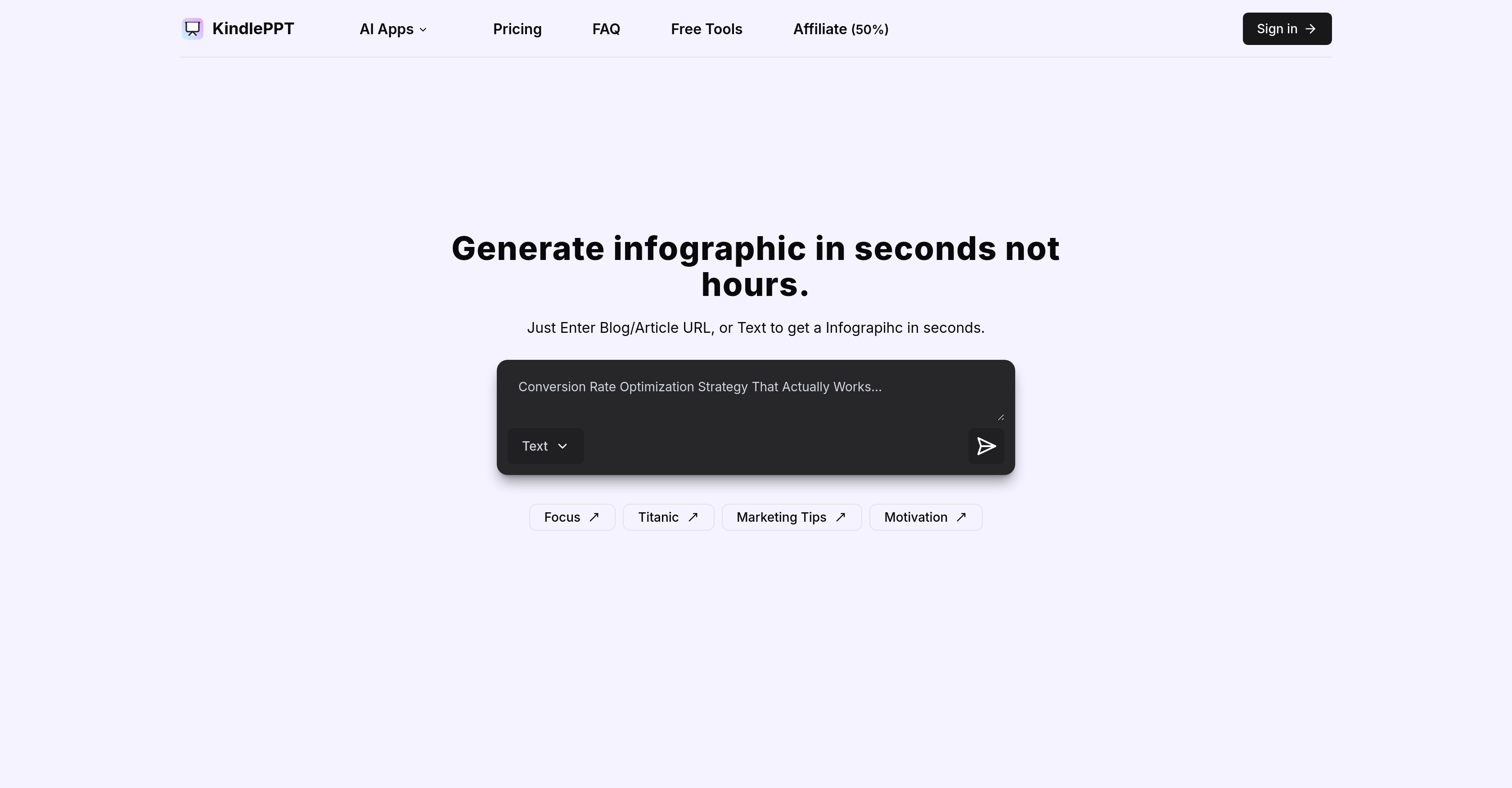 KindlePPT - Screenshot showing the interface and features of this AI tool
