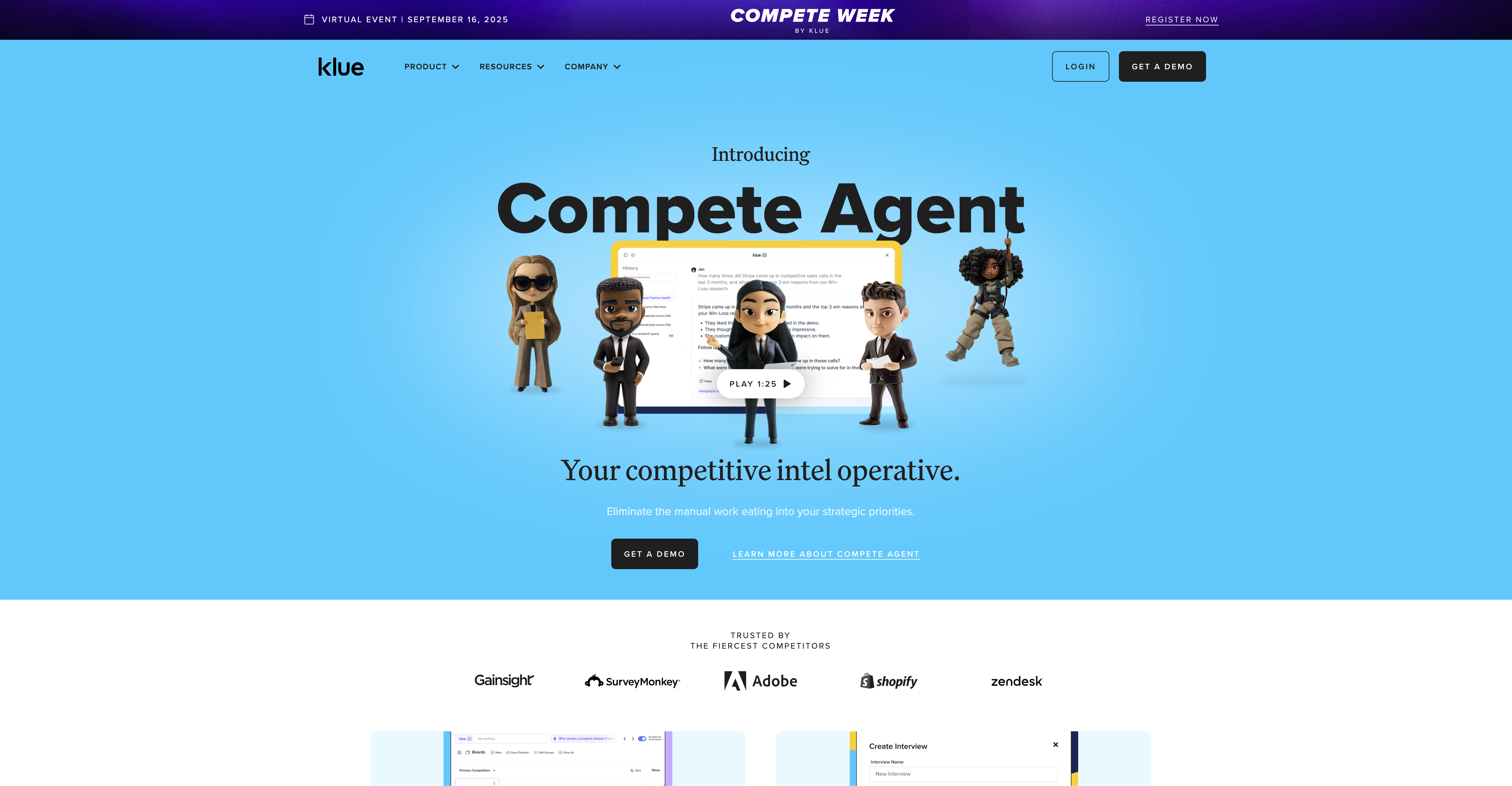 Klue - Screenshot showing the interface and features of this AI tool