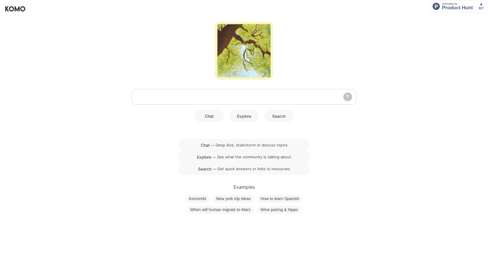 Komo AI - Screenshot showing the interface and features of this AI tool