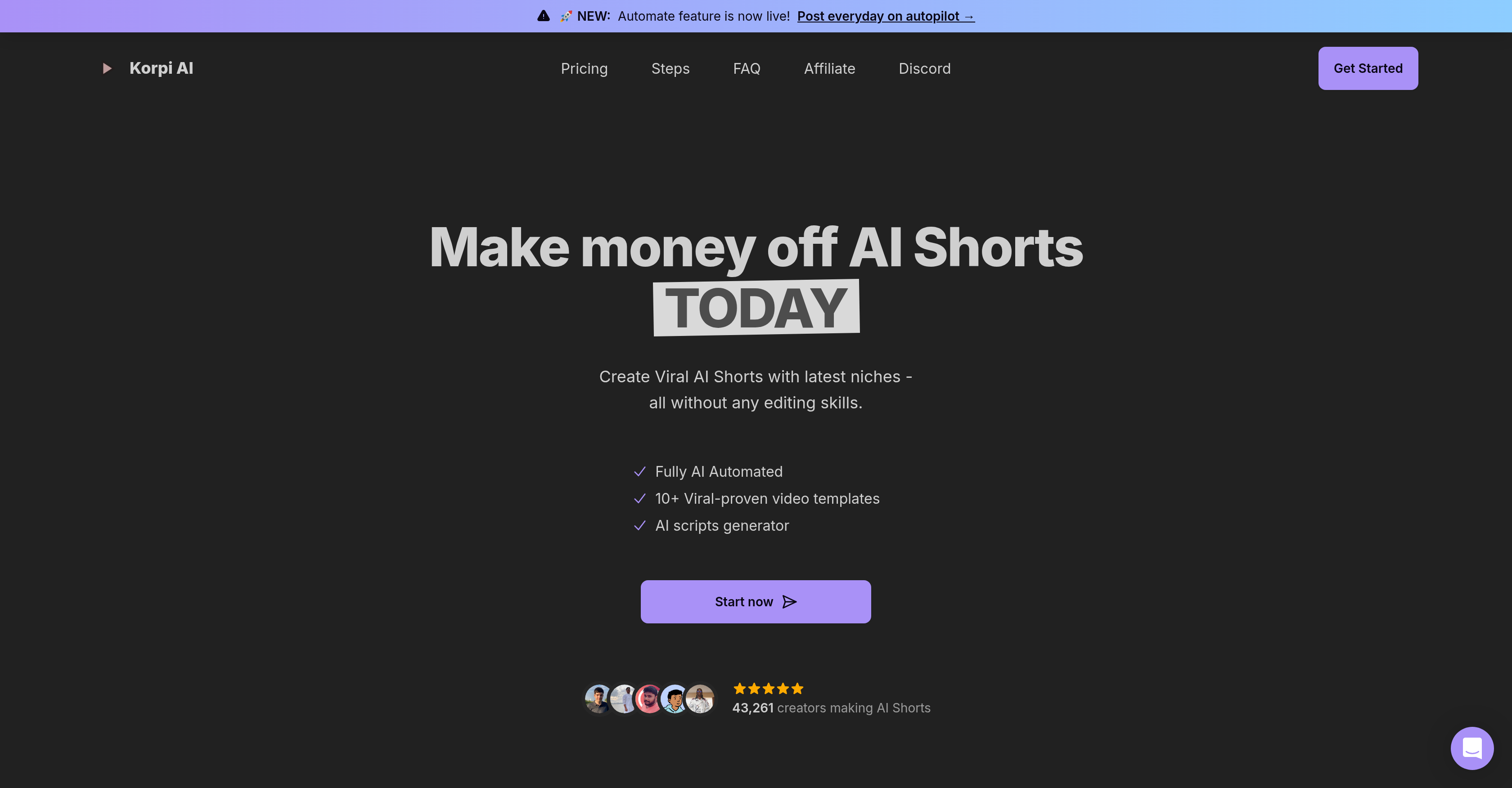 Korpi AI - Screenshot showing the interface and features of this AI tool