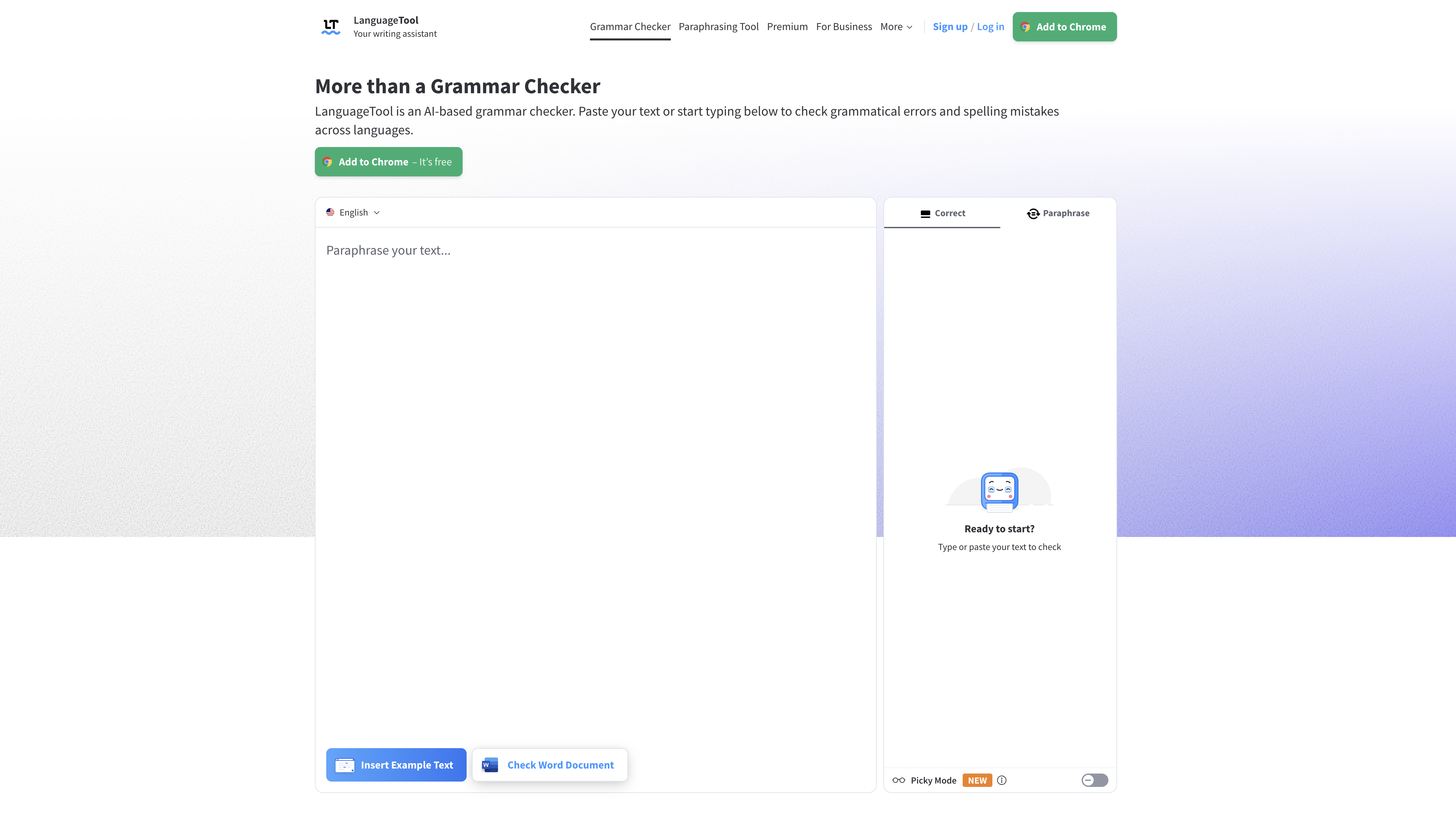 LanguageTool - Screenshot showing the interface and features of this AI tool