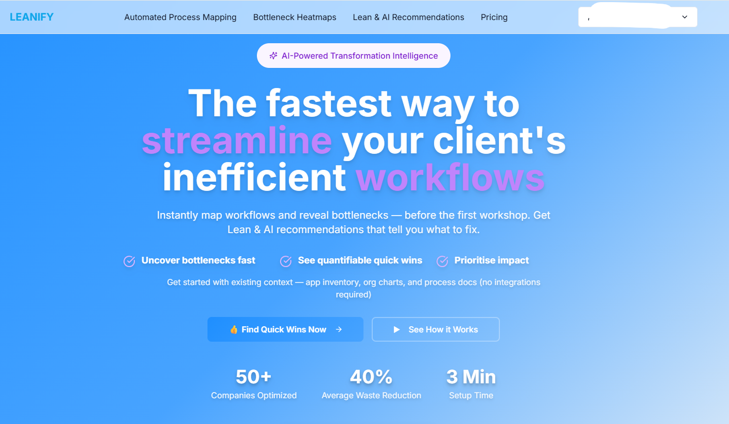 Leanify - Screenshot showing the interface and features of this AI tool