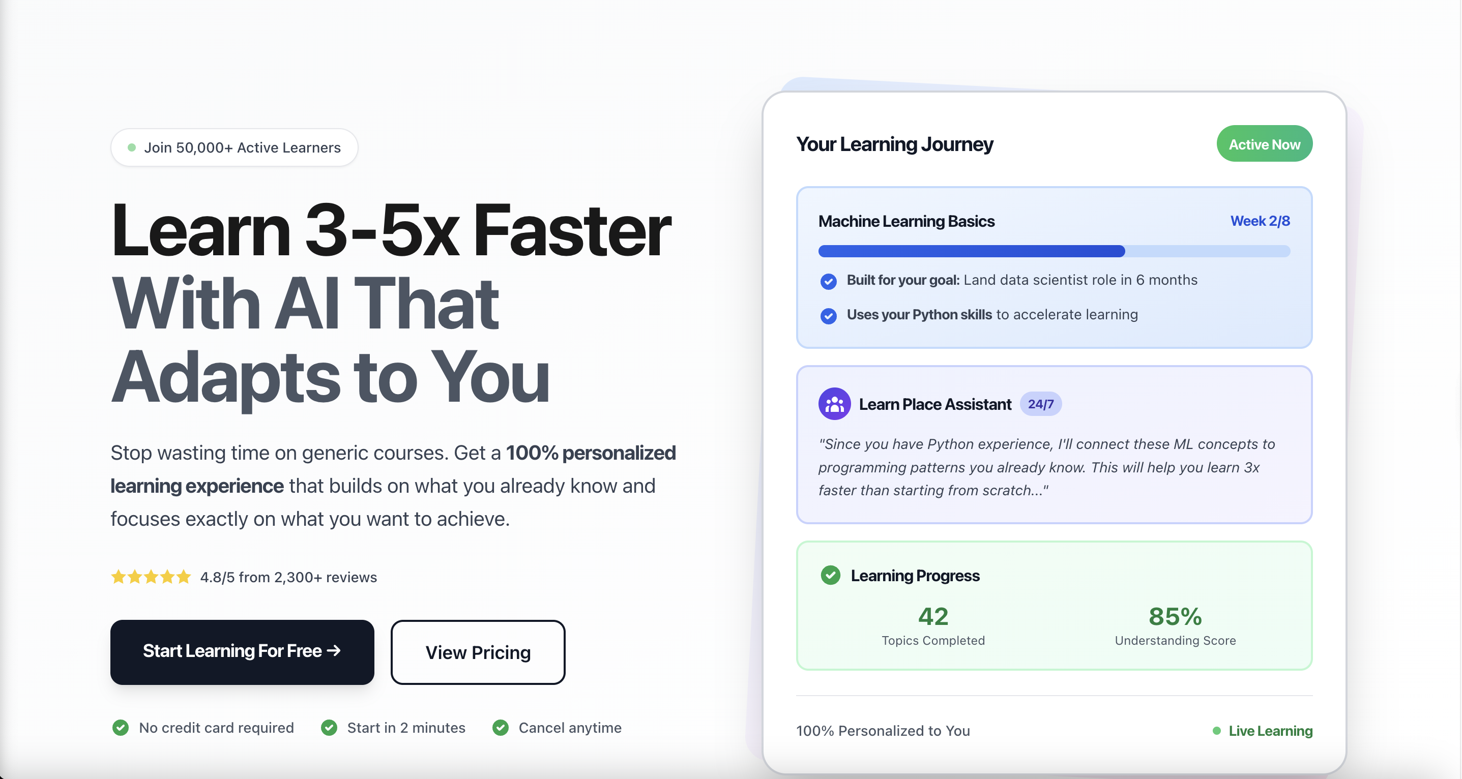 Learn Place AI - Screenshot showing the interface and features of this AI tool