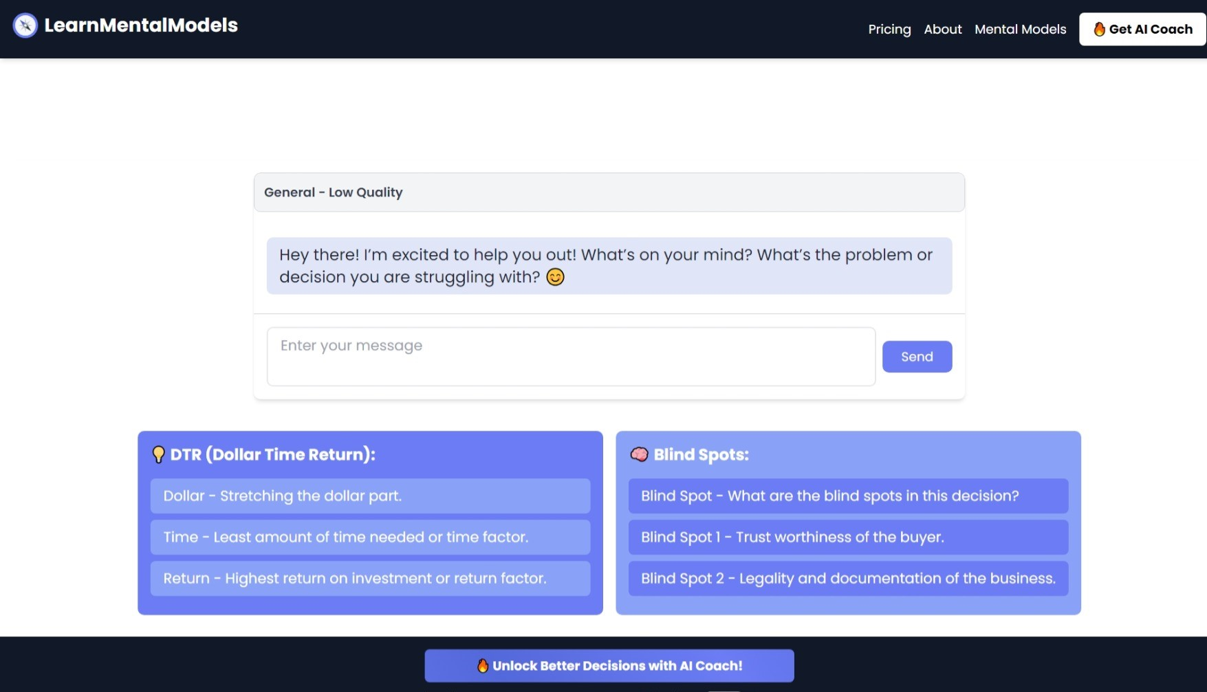 LearnMentalModels - Screenshot showing the interface and features of this AI tool
