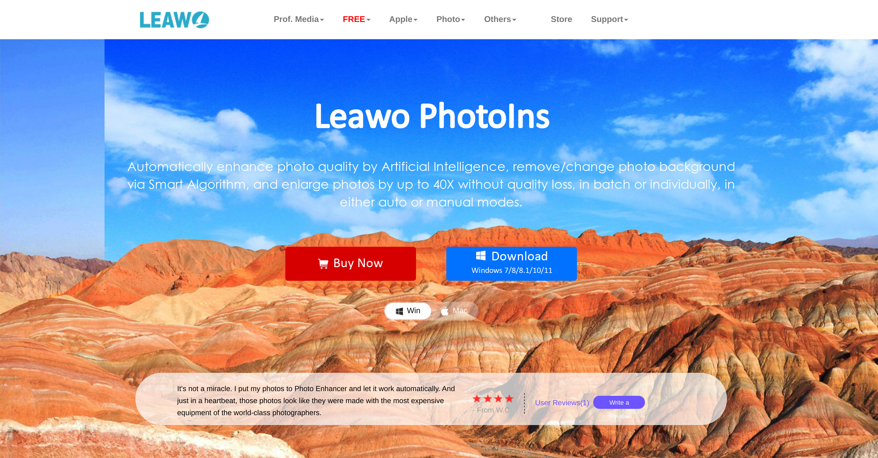 Leawo PhotoIns - Screenshot showing the interface and features of this AI tool