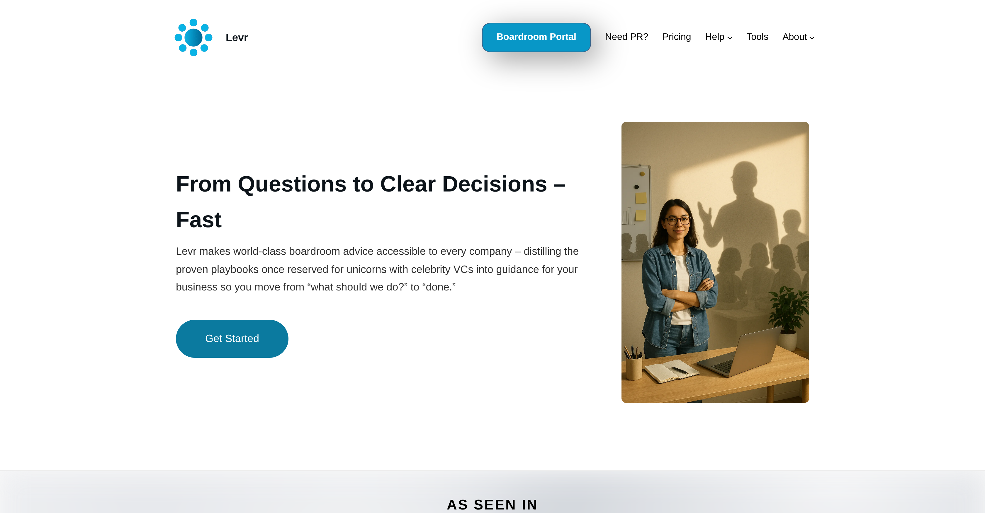 Levr - Screenshot showing the interface and features of this AI tool