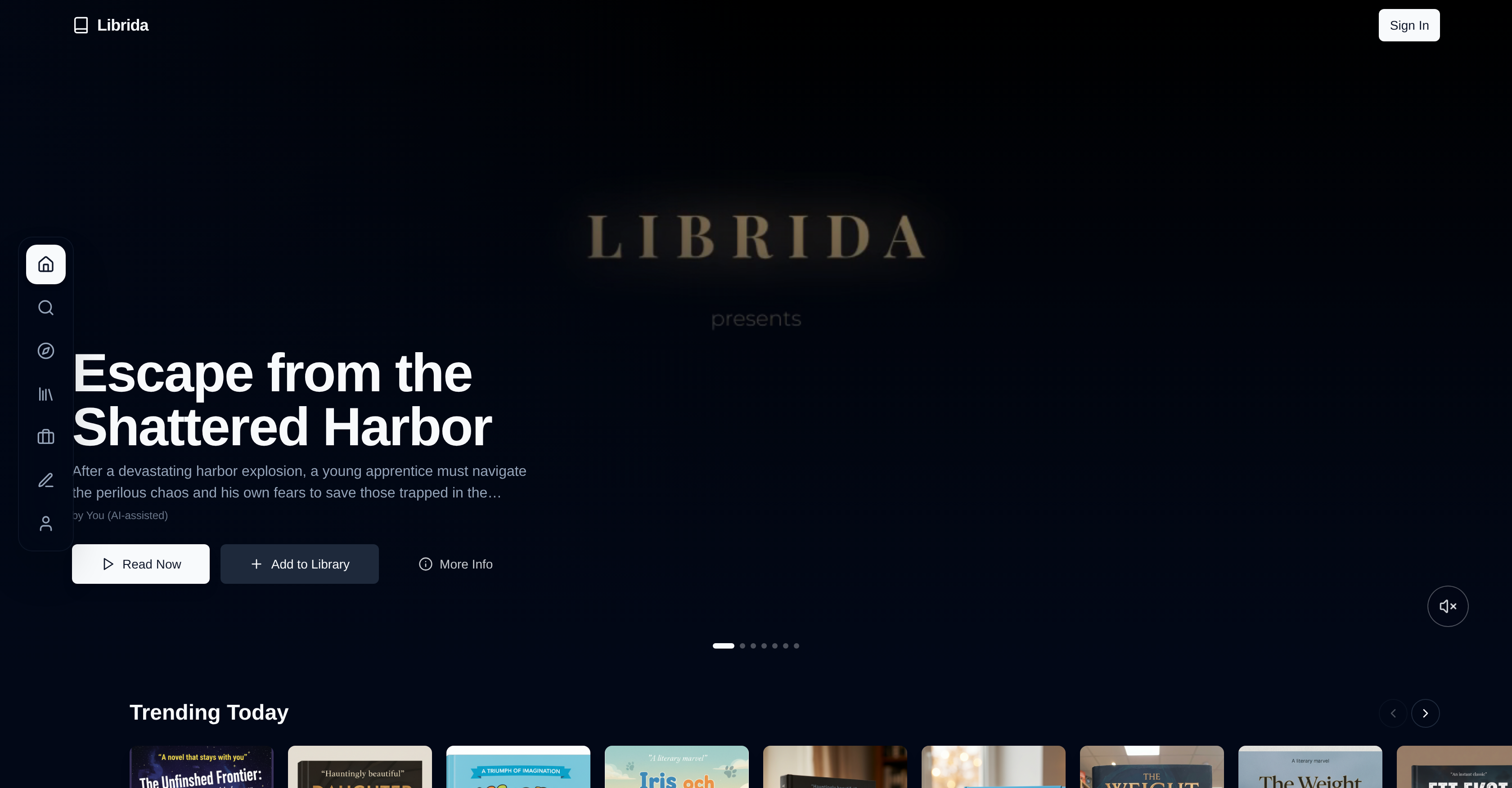 Librida - Screenshot showing the interface and features of this AI tool