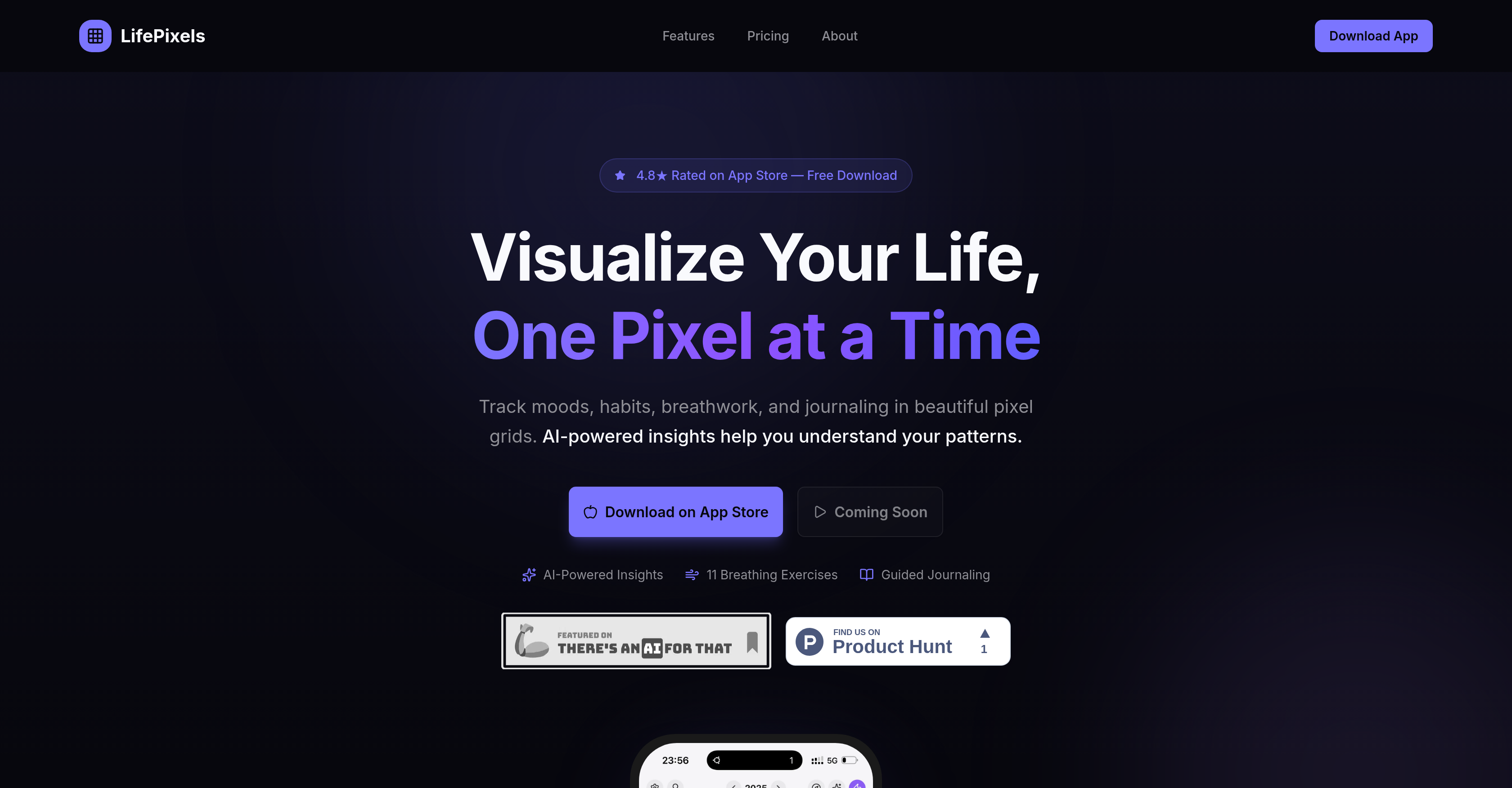 LifePixels - Screenshot showing the interface and features of this AI tool