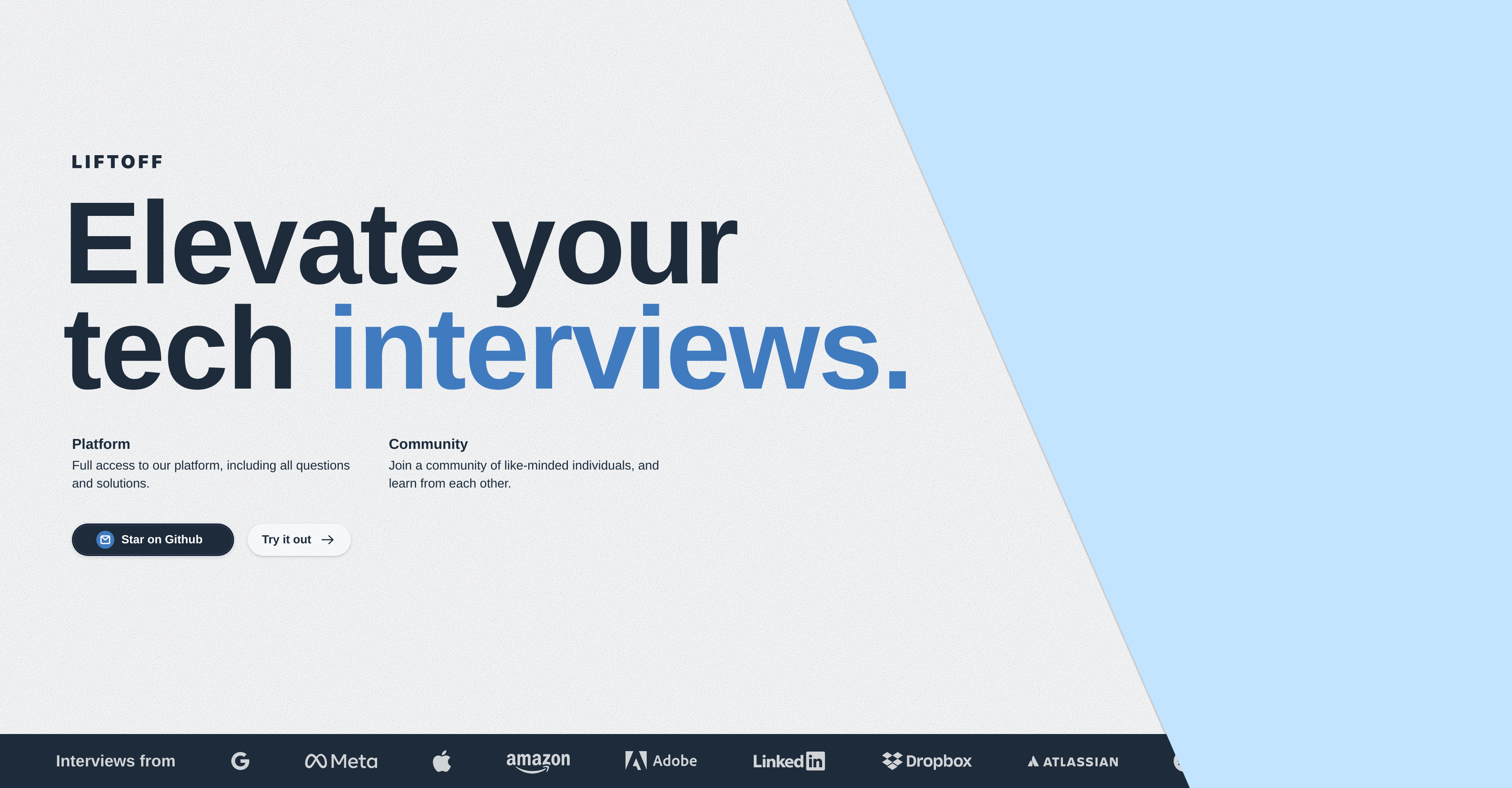 Liftoff - Screenshot showing the interface and features of this AI tool