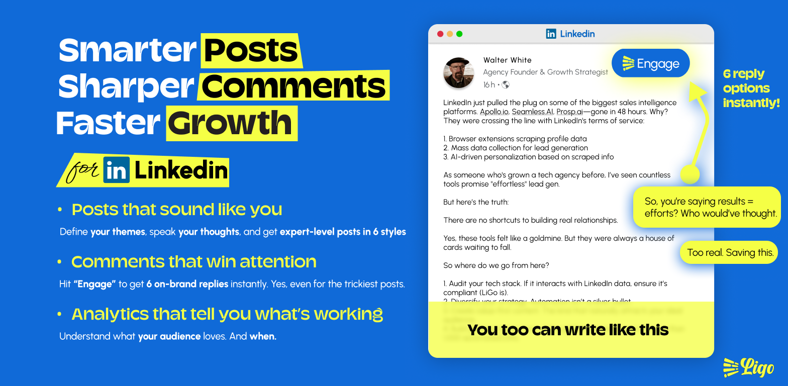 LiGo (for LinkedIn)v2 - Screenshot showing the interface and features of this AI tool