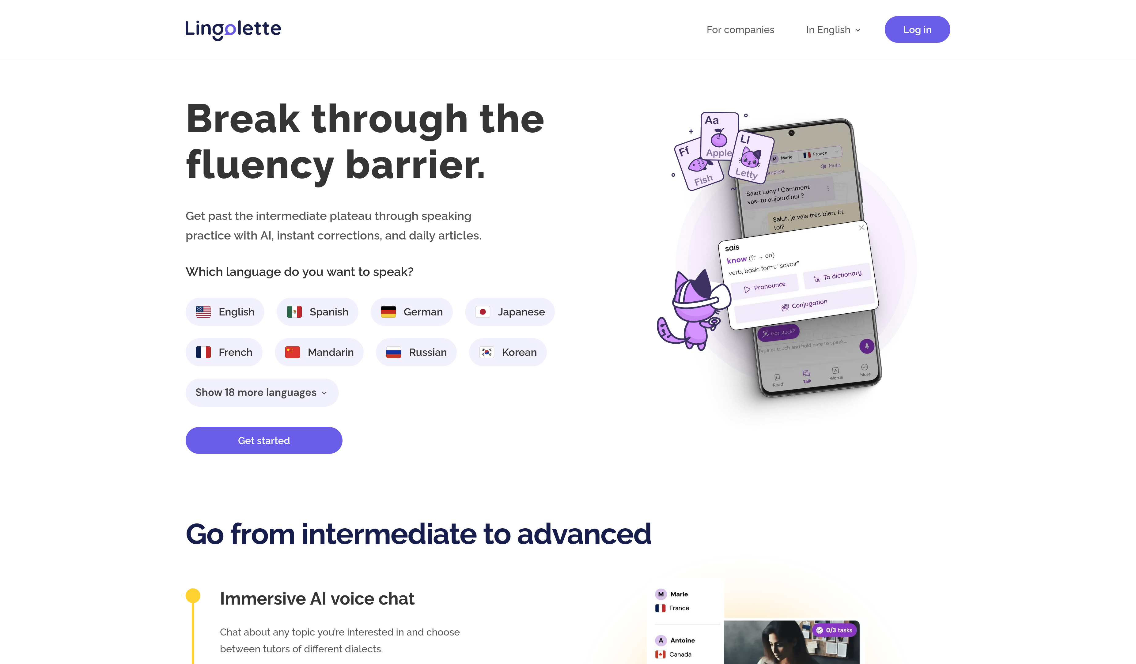 Lingolettev2025.04 - Screenshot showing the interface and features of this AI tool