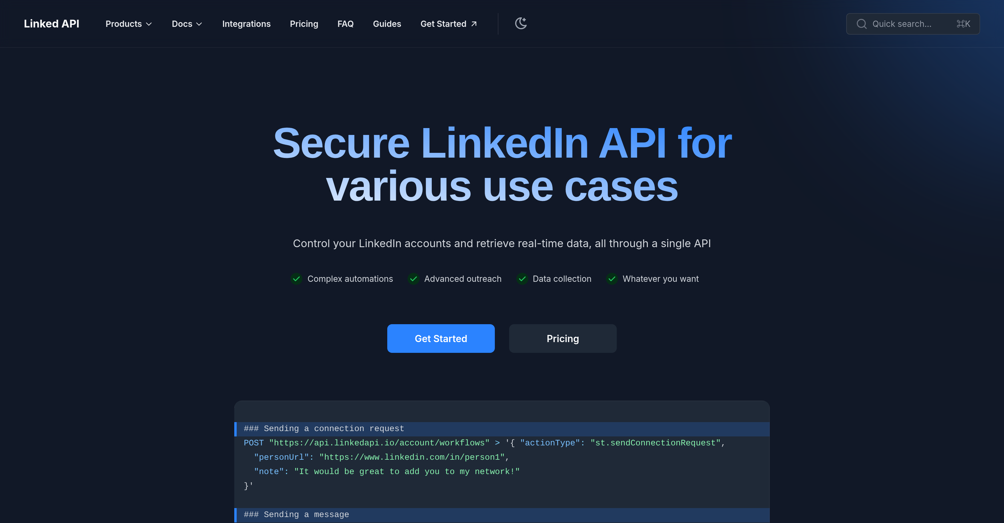 Linked API - Screenshot showing the interface and features of this AI tool