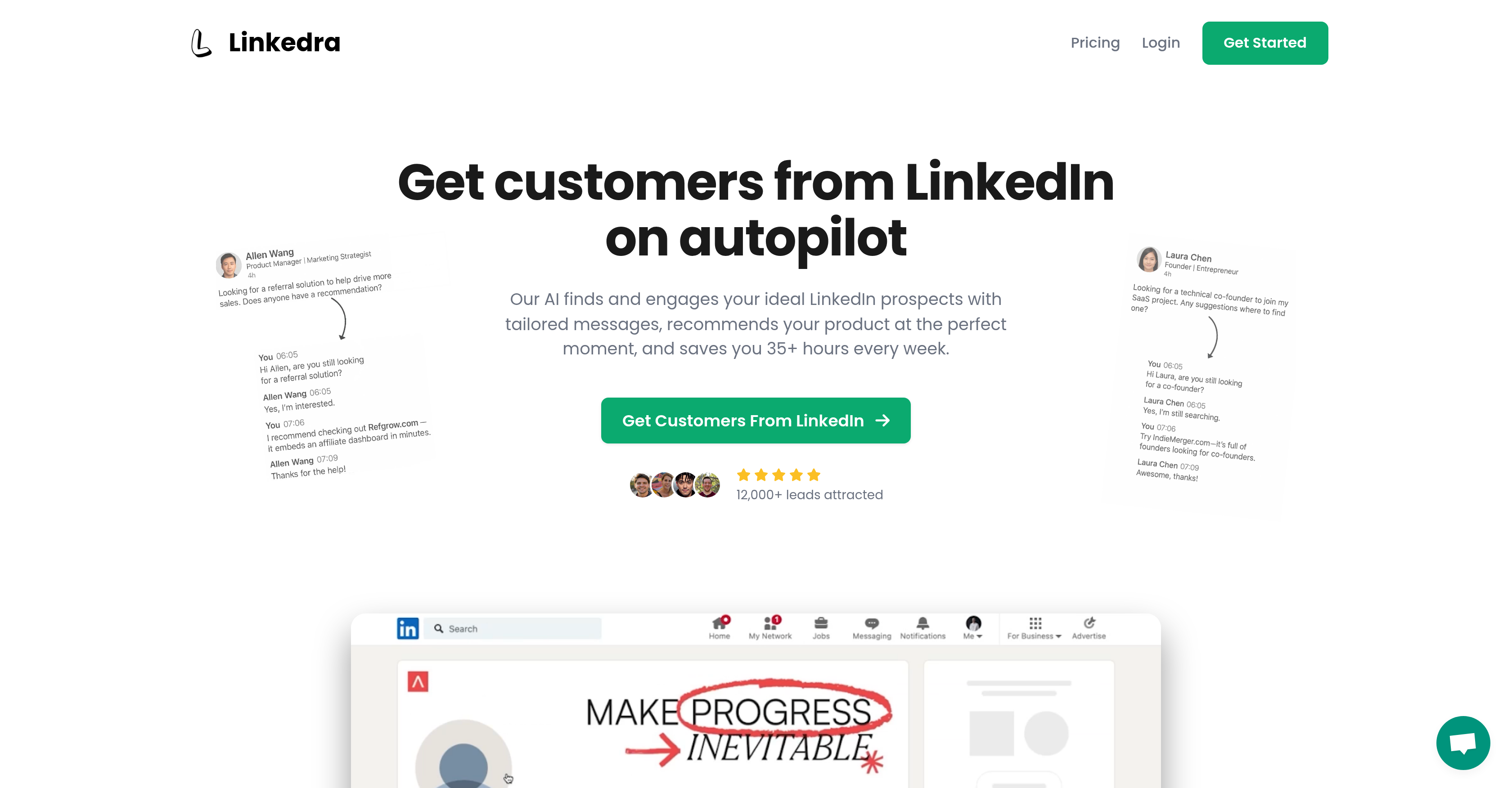 Linkedra - Screenshot showing the interface and features of this AI tool