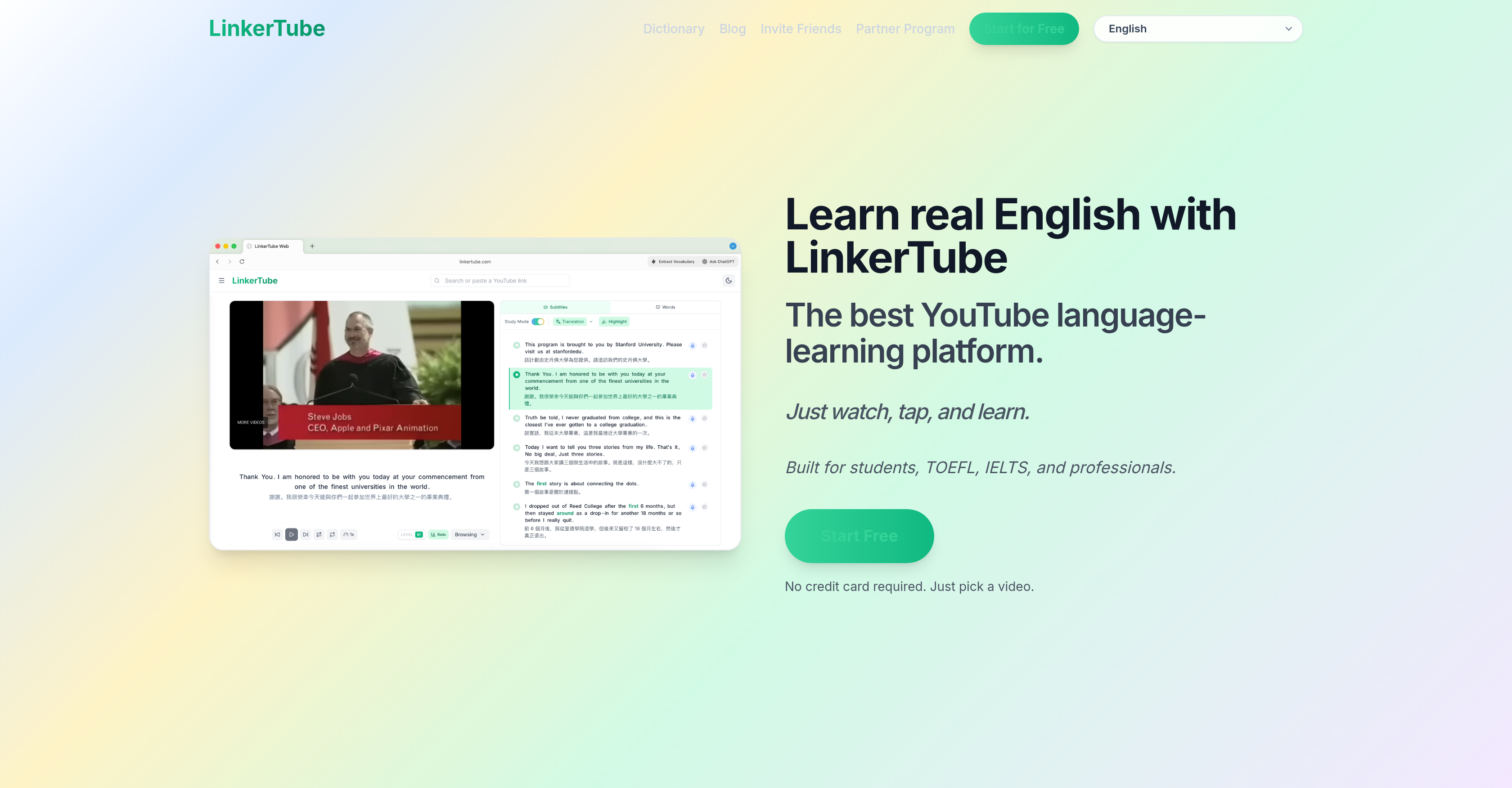 LinkerTube - Screenshot showing the interface and features of this AI tool