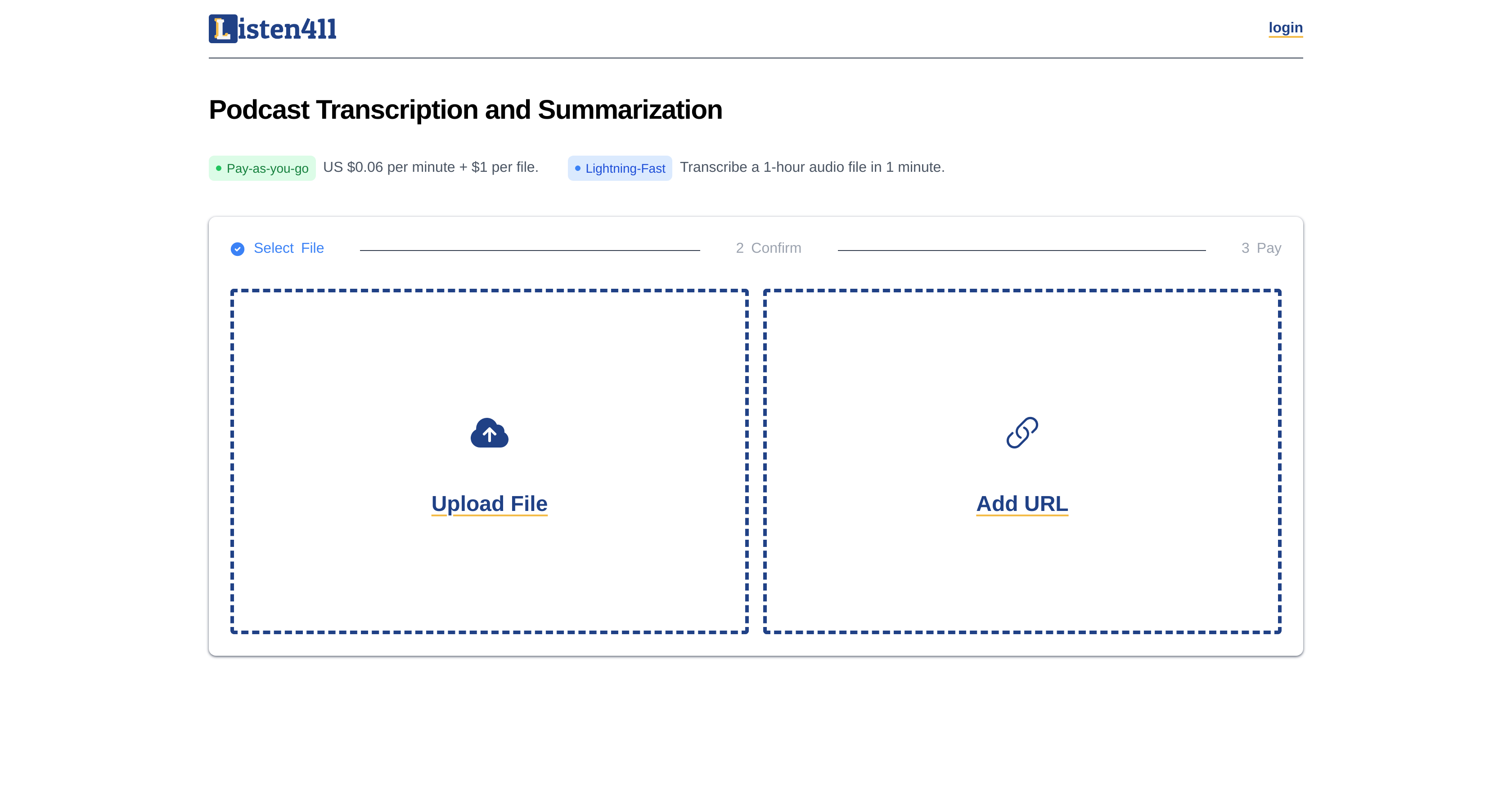 Listen411 - Screenshot showing the interface and features of this AI tool