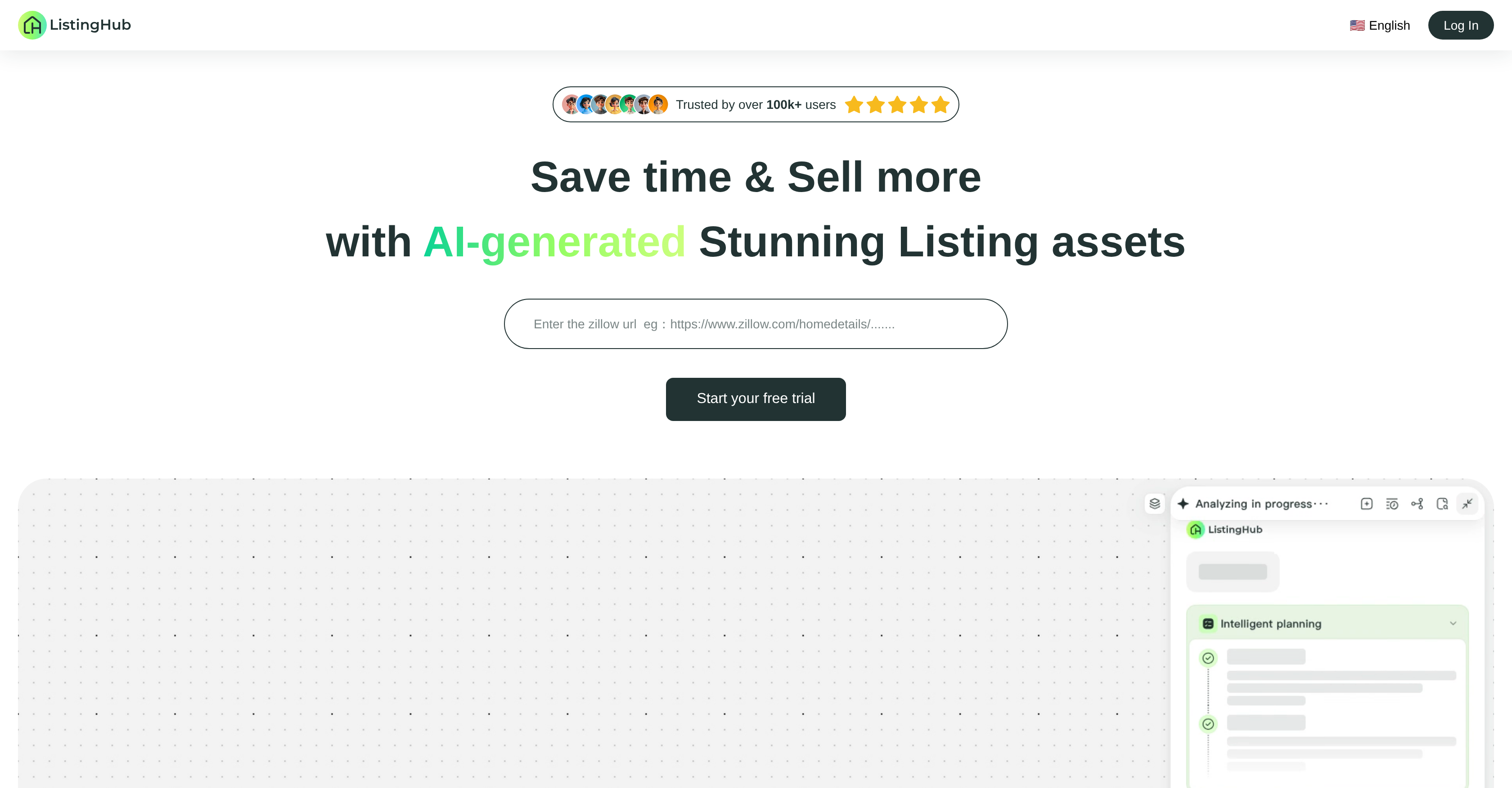 ListingHub - Screenshot showing the interface and features of this AI tool