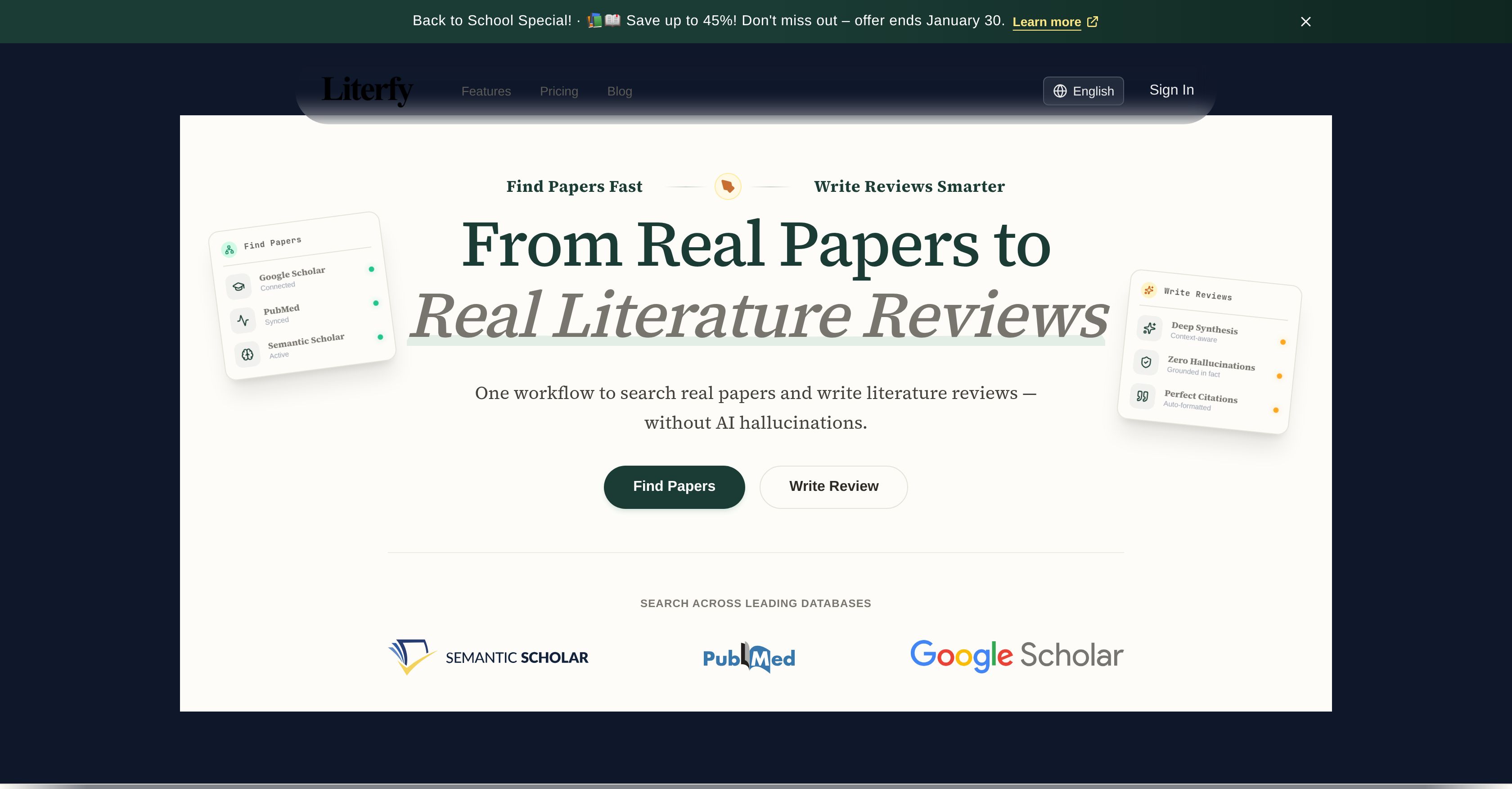 Literfy - Screenshot showing the interface and features of this AI tool