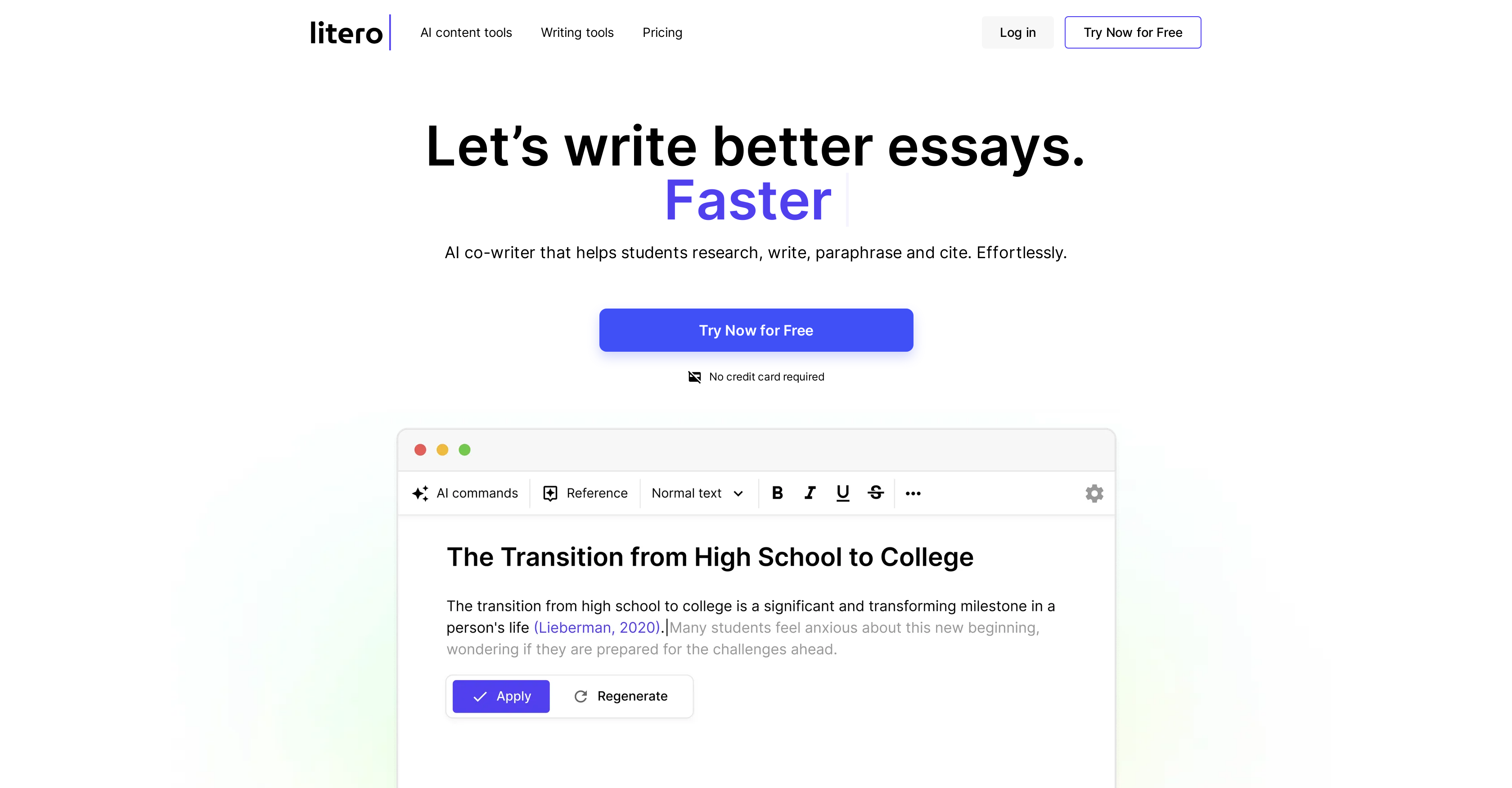 Litero - Screenshot showing the interface and features of this AI tool