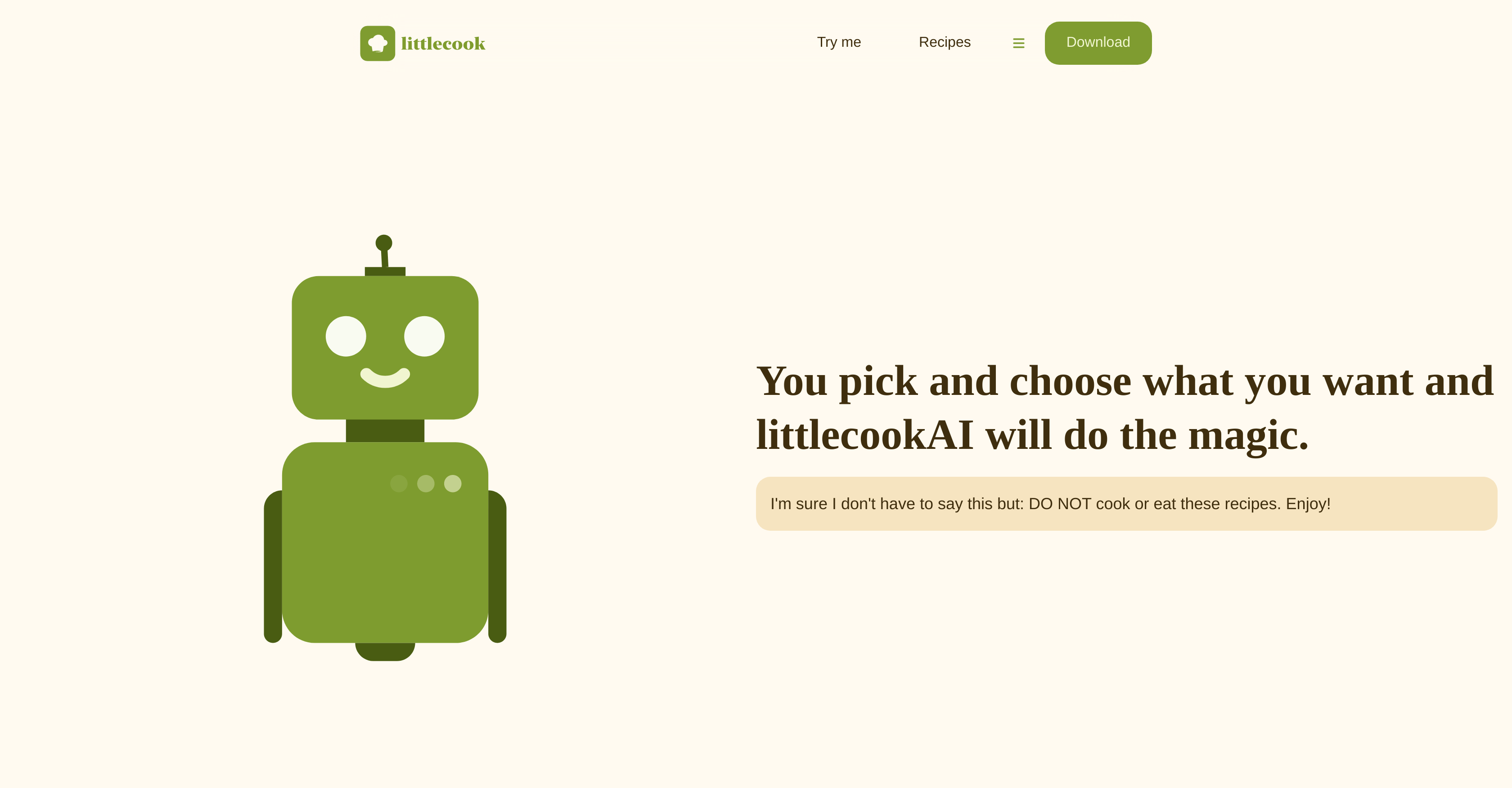 Littlecook - Screenshot showing the interface and features of this AI tool