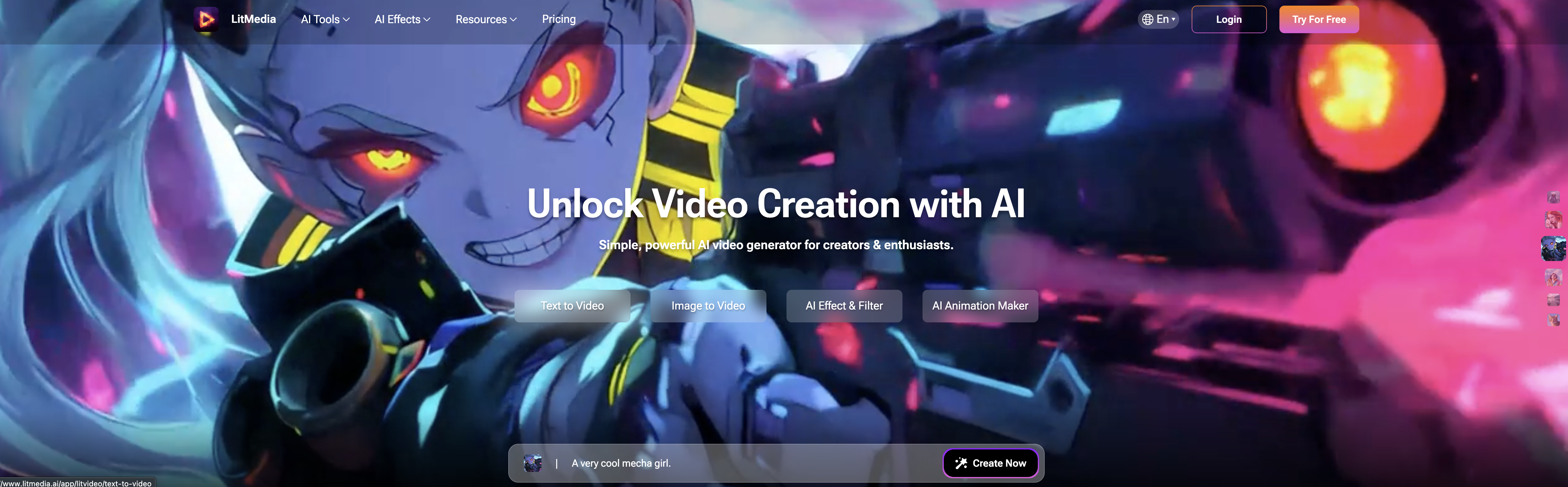 LitVideo: AI Video Generator - Screenshot showing the interface and features of this AI tool
