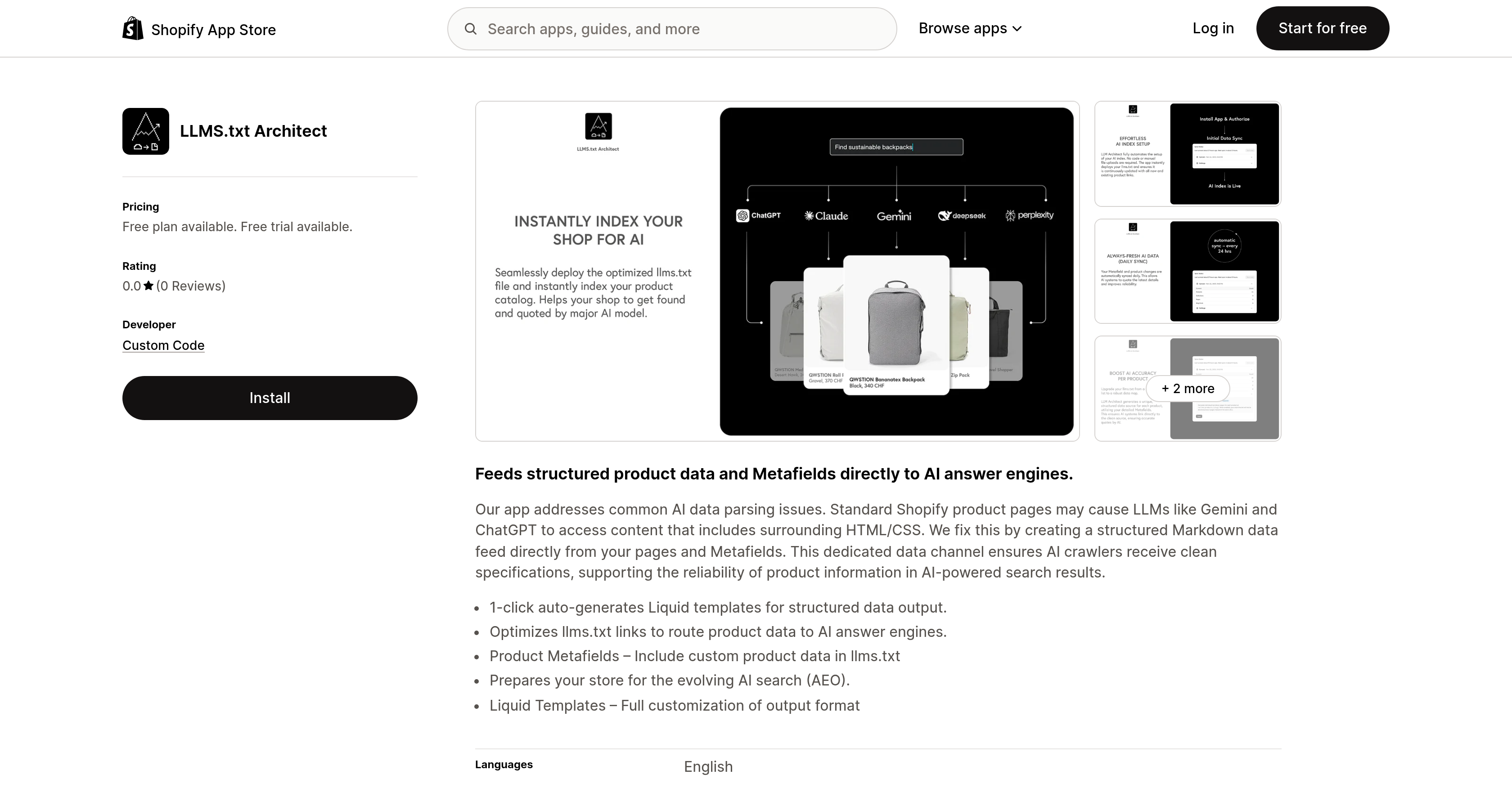 LLMS.txt Architect - Screenshot showing the interface and features of this AI tool