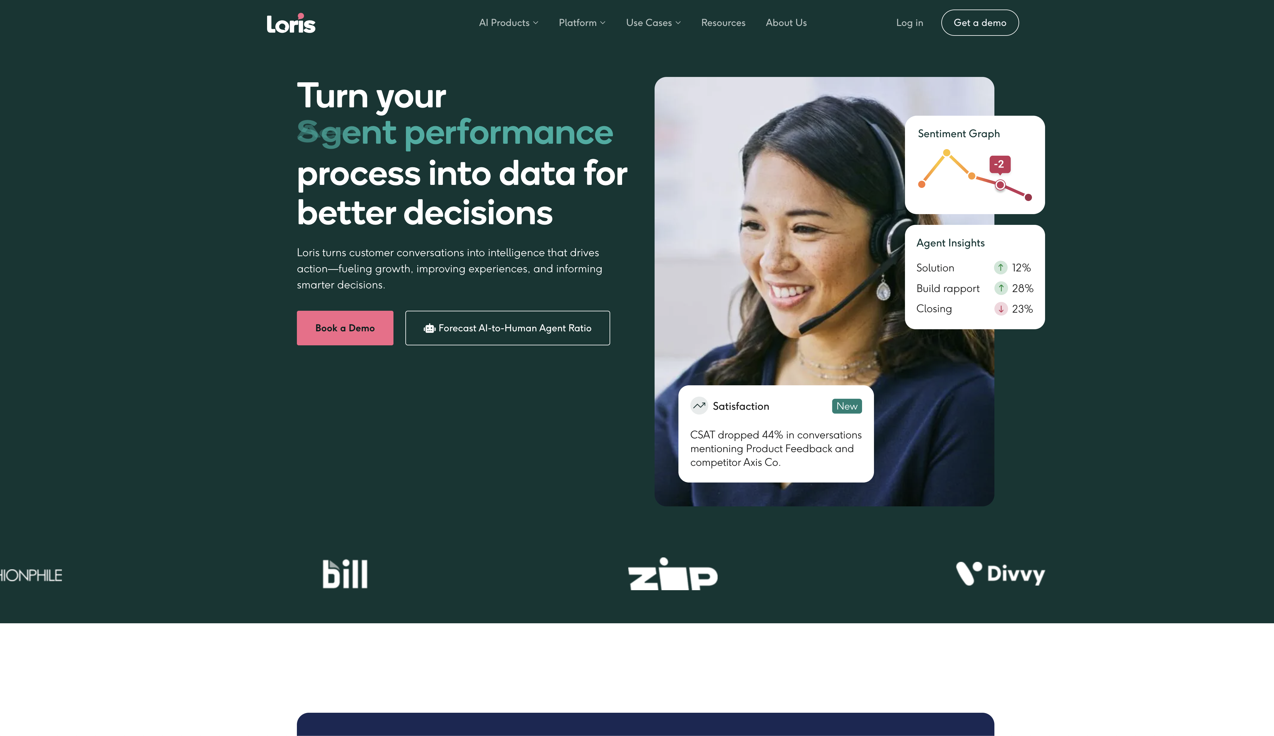 Loris - Screenshot showing the interface and features of this AI tool