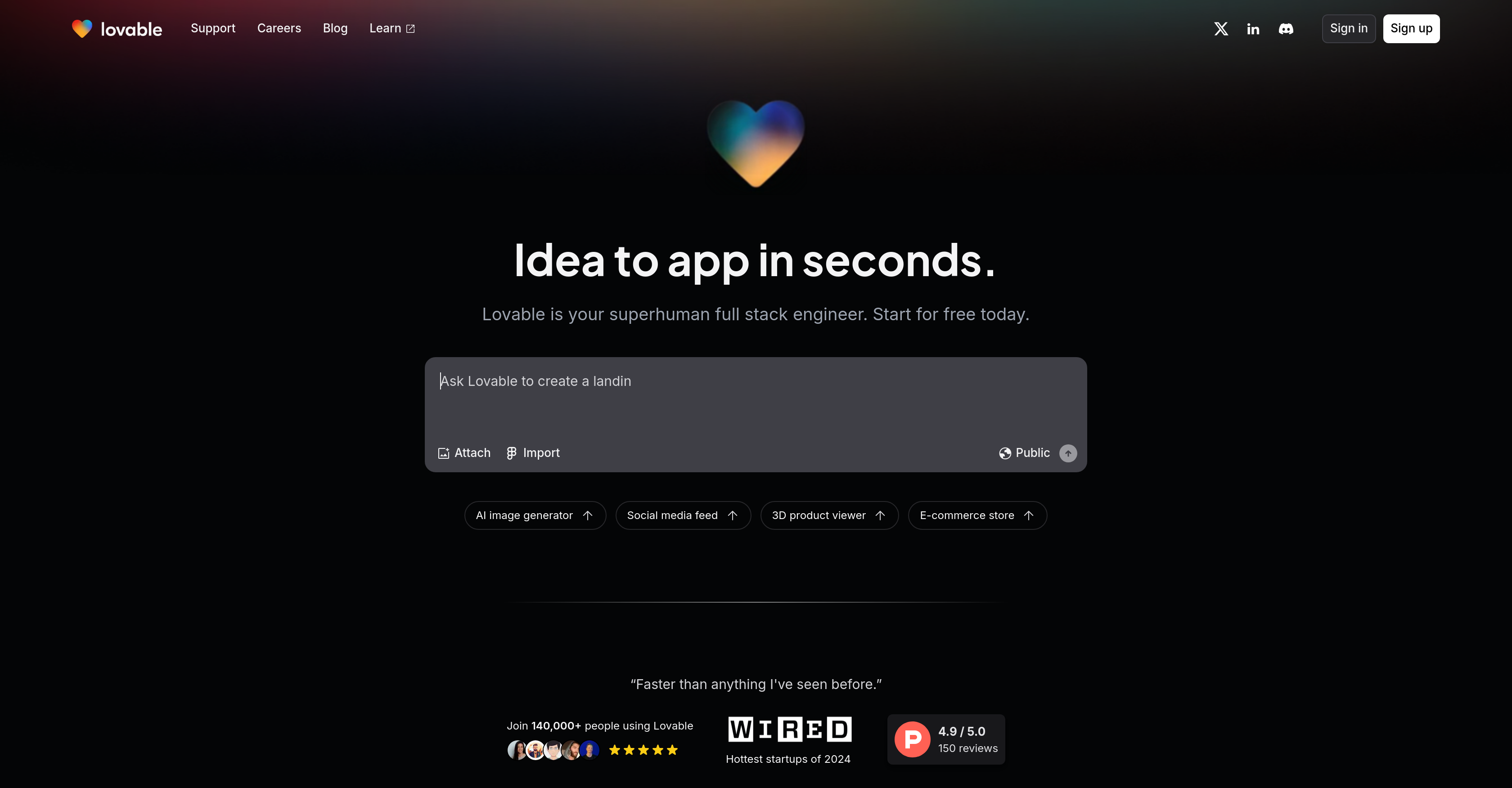Lovablev2.2 - Screenshot showing the interface and features of this AI tool
