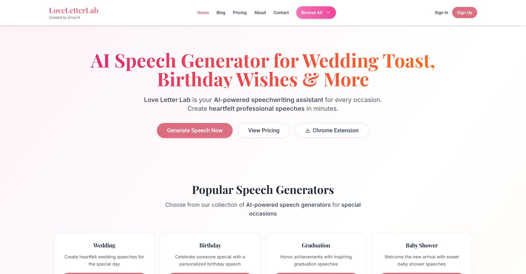 Love Letter Lab - Screenshot showing the interface and features of this AI tool