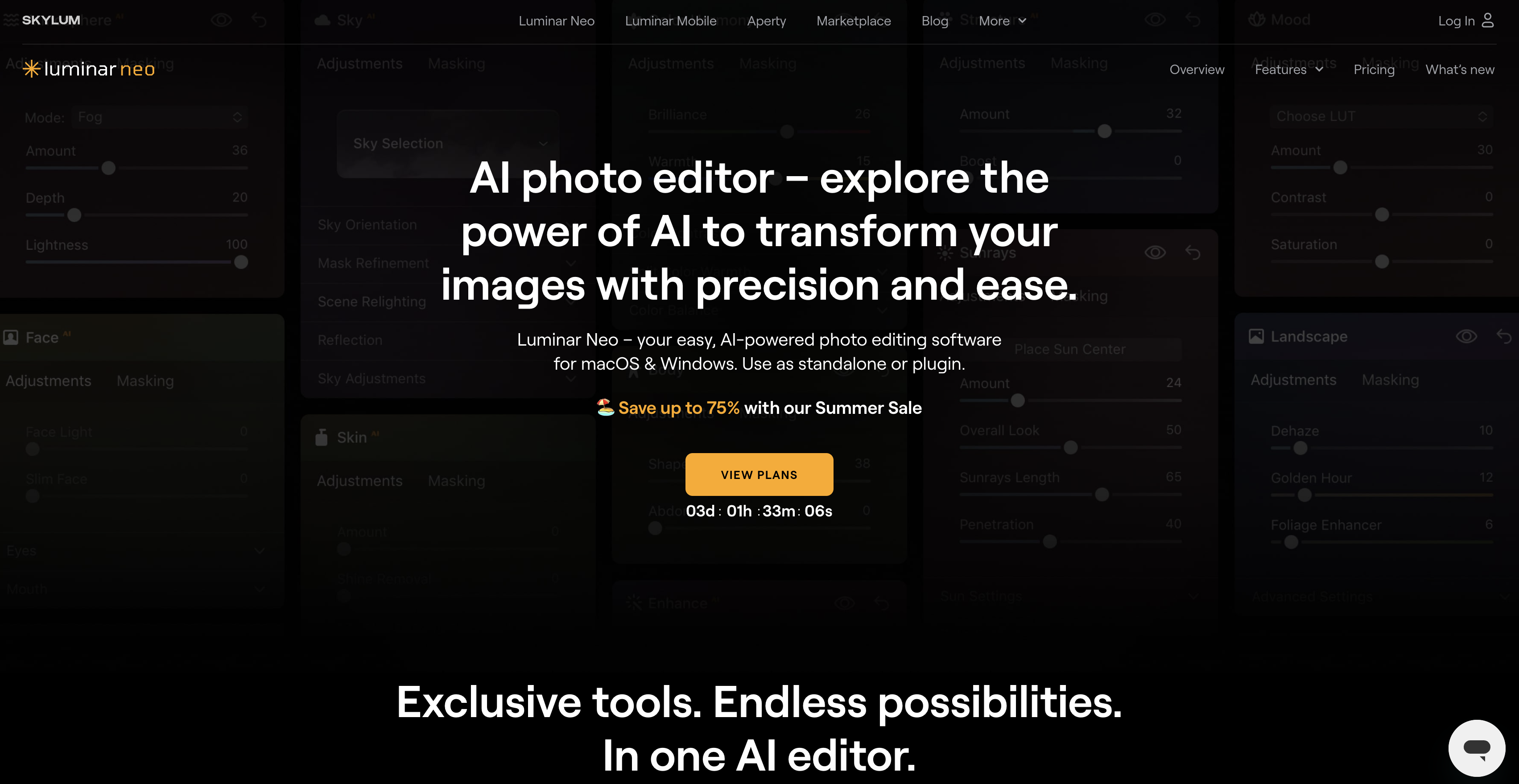 Luminar AI - Screenshot showing the interface and features of this AI tool