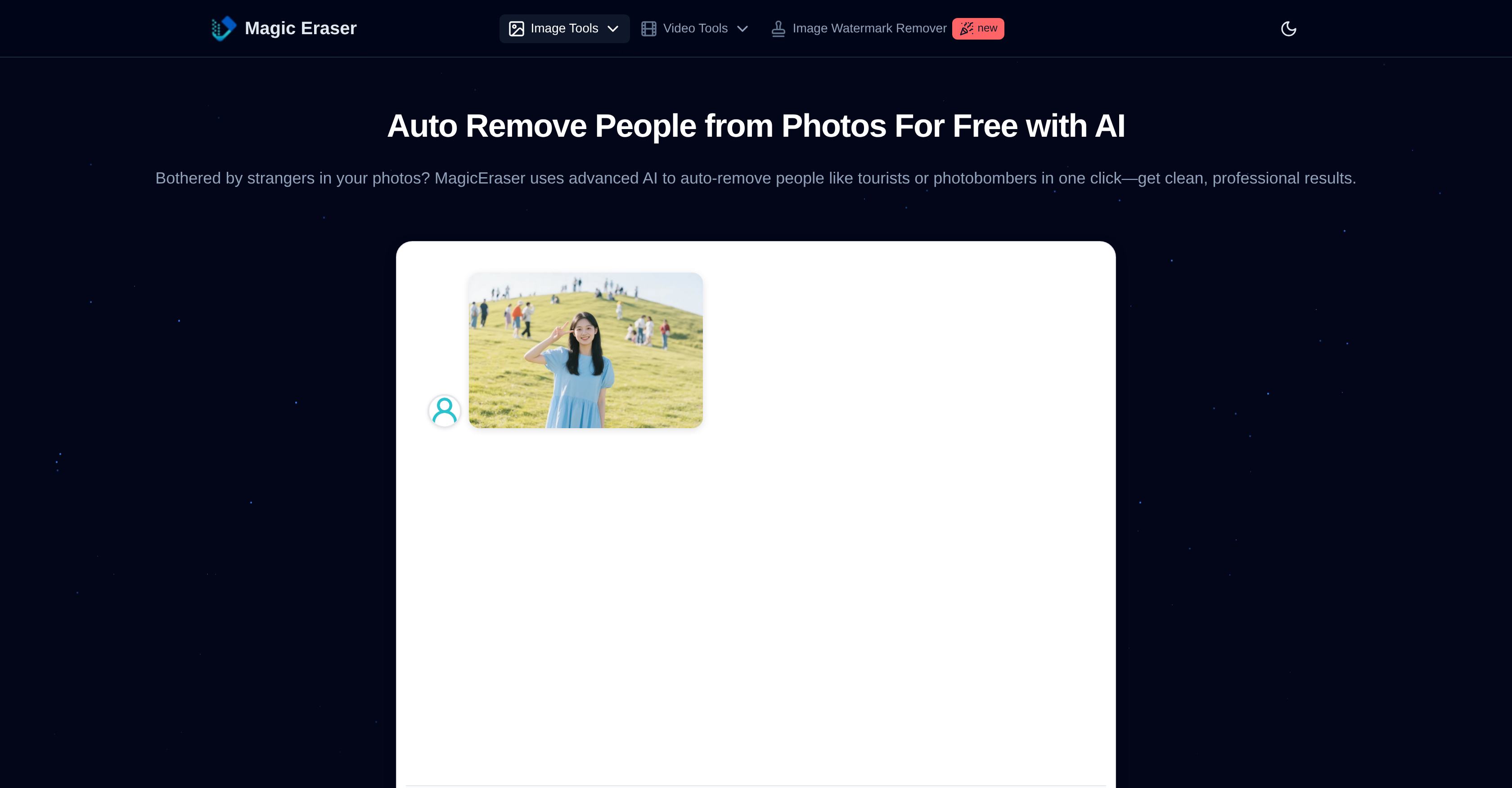 Background People Remover by Magic Eraser - Screenshot showing the interface and features of this AI tool