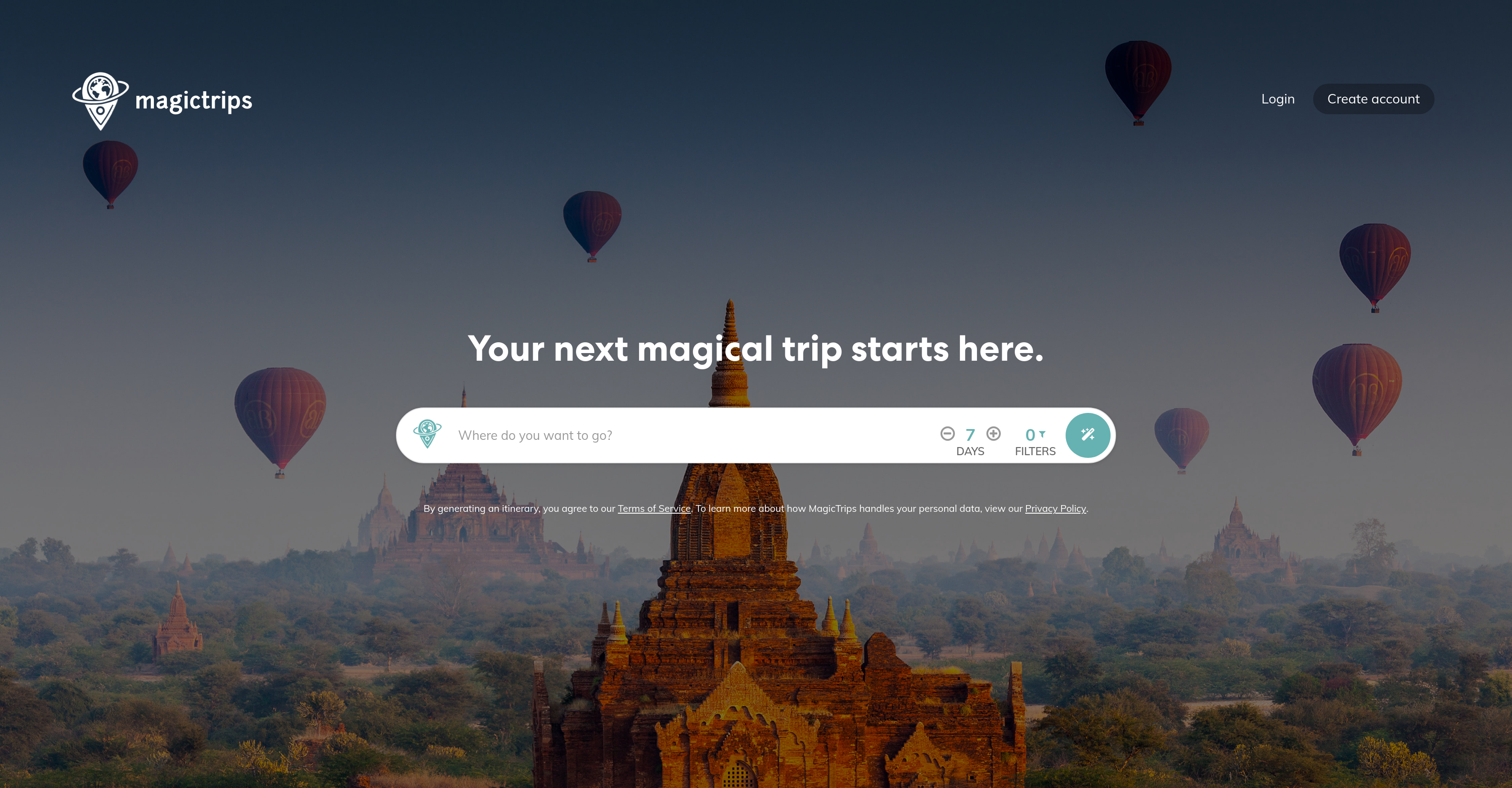 MagicTrips - Screenshot showing the interface and features of this AI tool