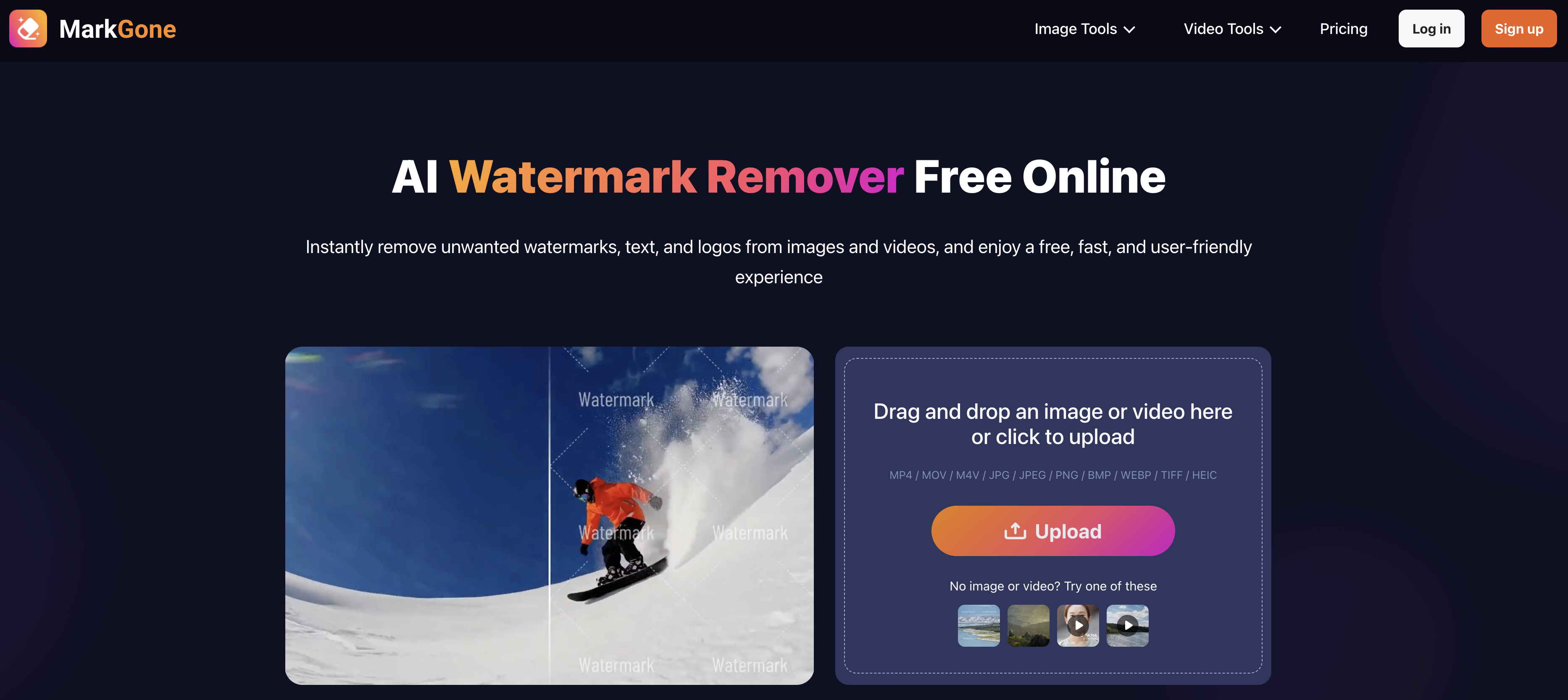 MarkGone - Screenshot showing the interface and features of this AI tool
