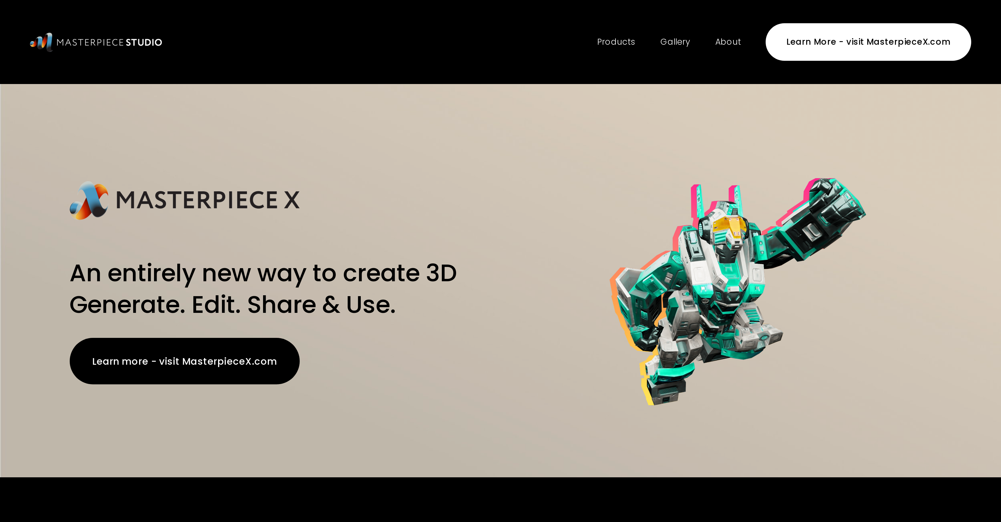 Masterpiece Studio - Screenshot showing the interface and features of this AI tool
