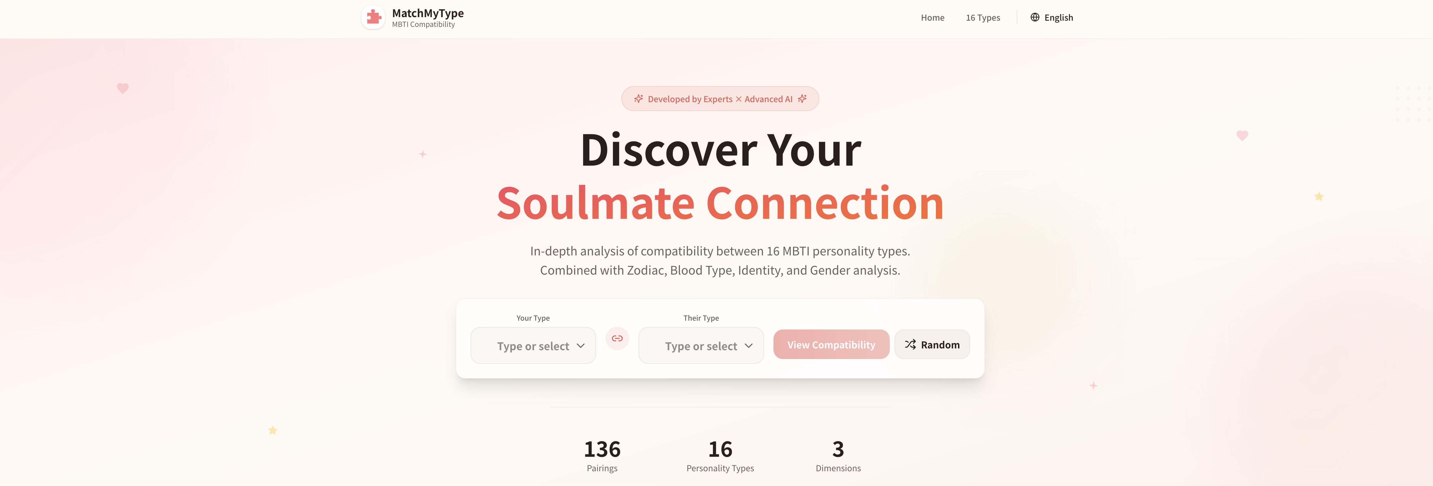 MatchMyType - MBTI Compatibility Analysis - Screenshot showing the interface and features of this AI tool
