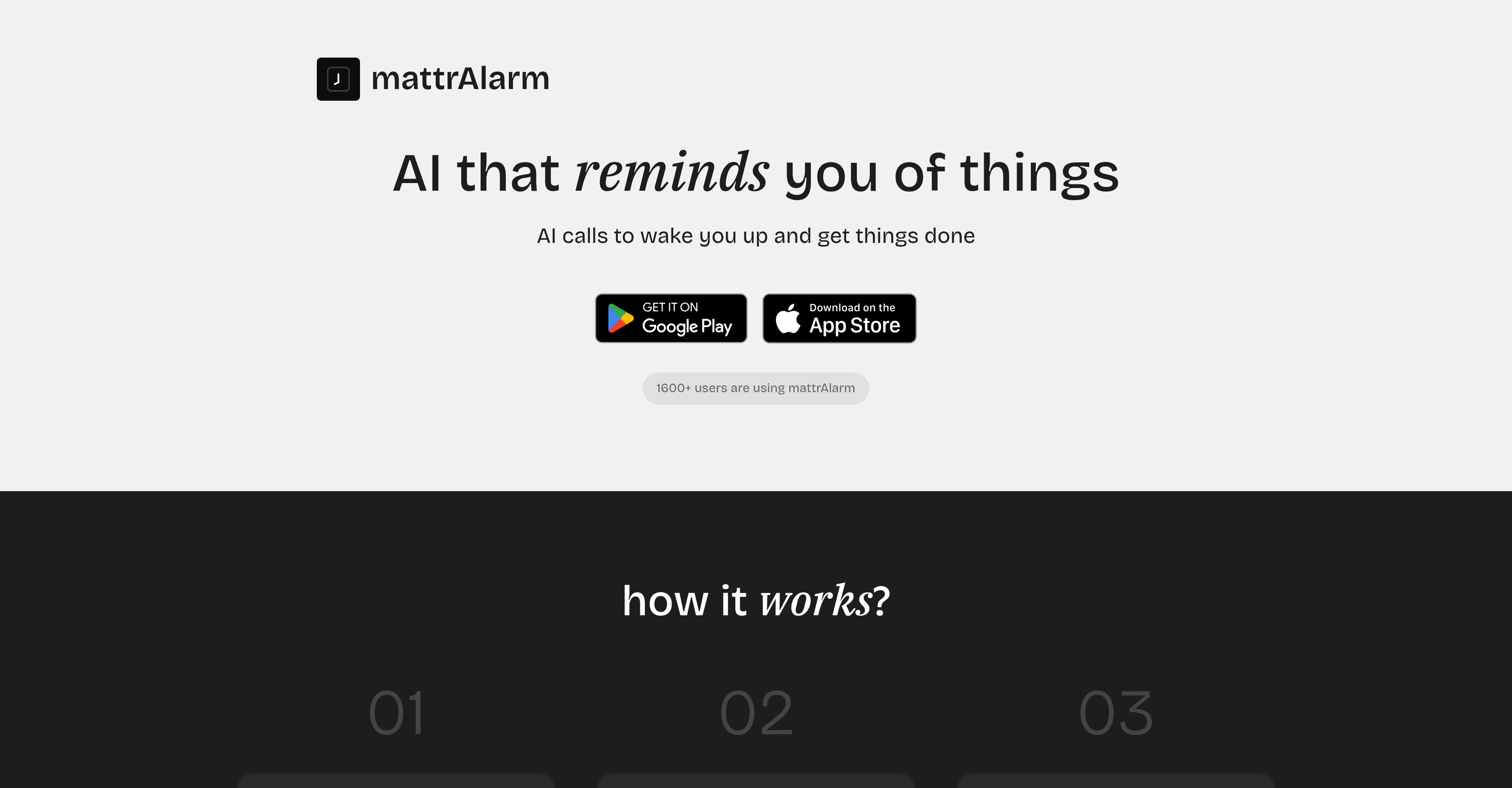 mattrAlarm - Screenshot showing the interface and features of this AI tool