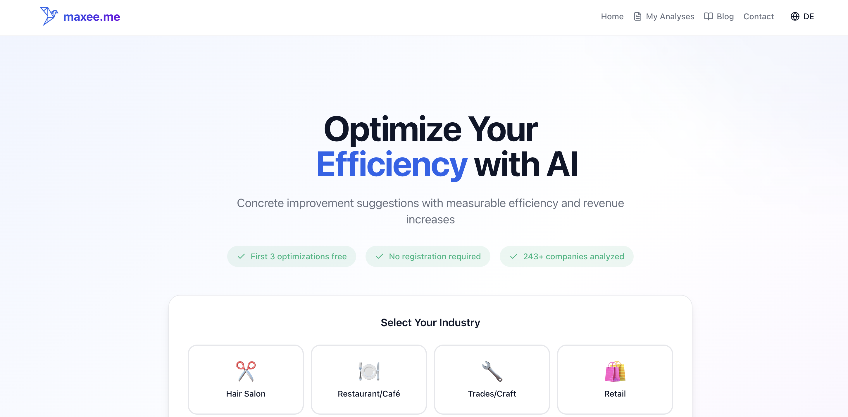 maxee.me - Screenshot showing the interface and features of this AI tool