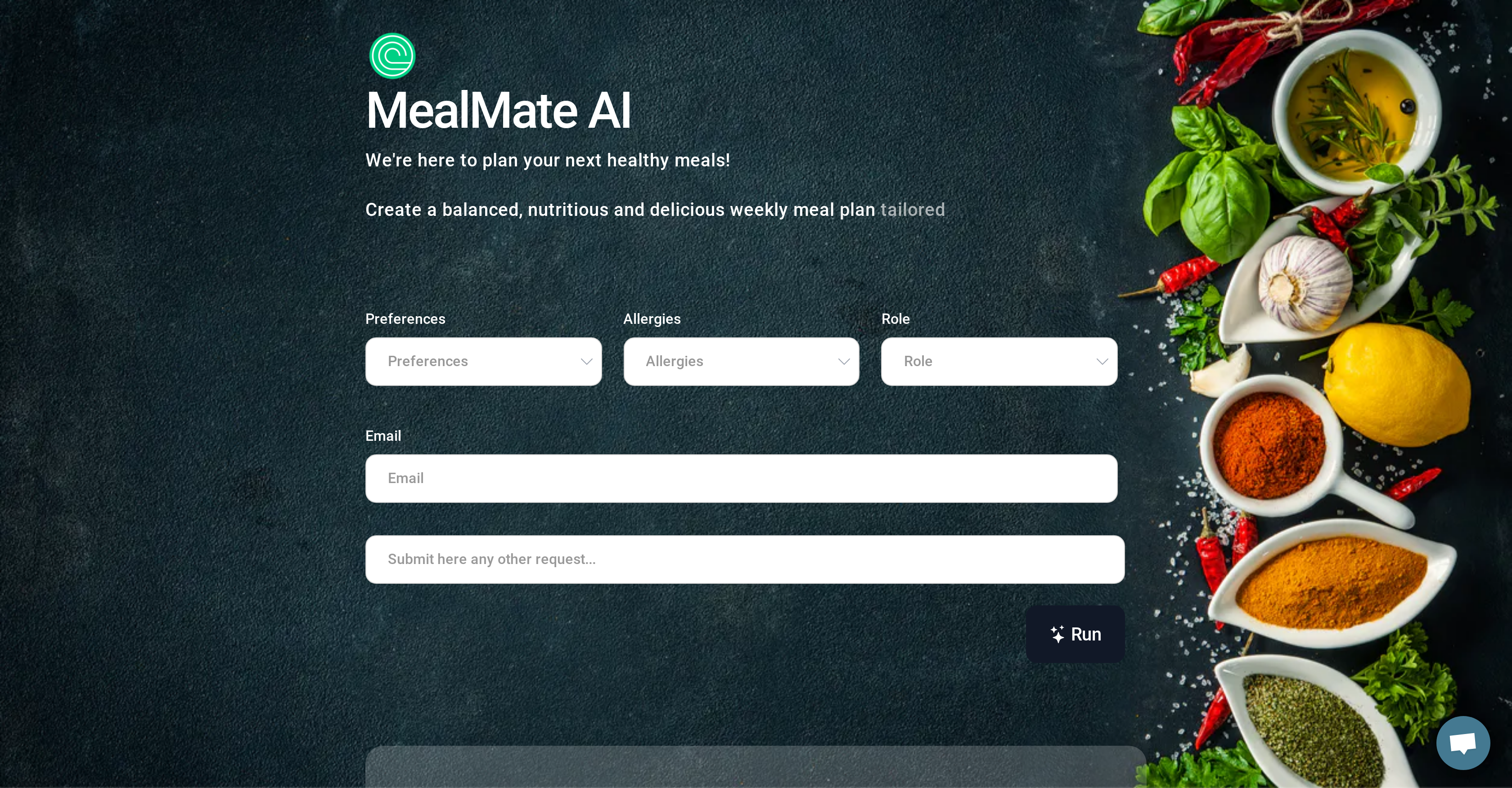 MealMate - Screenshot showing the interface and features of this AI tool