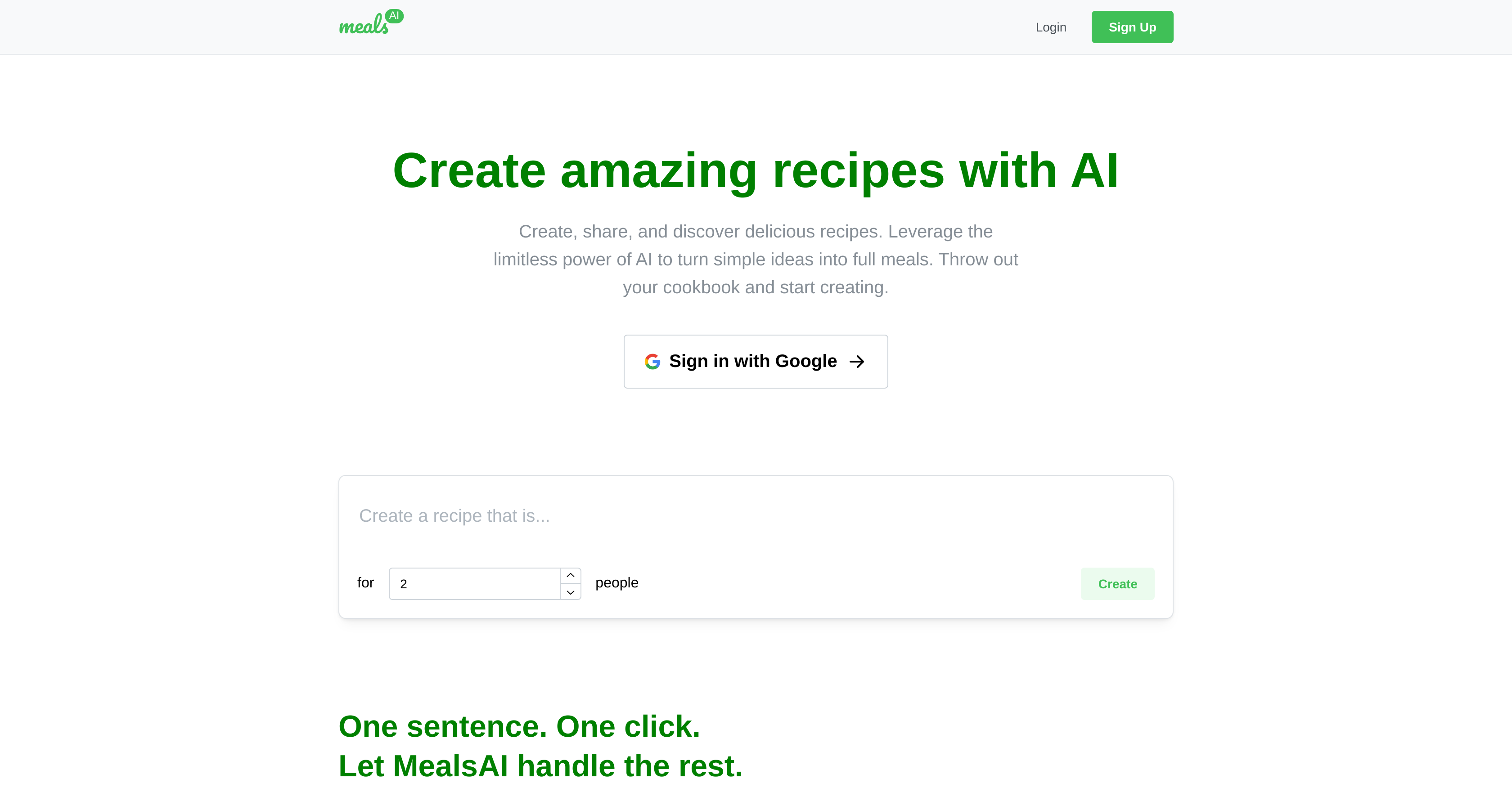 MealsAI - Screenshot showing the interface and features of this AI tool